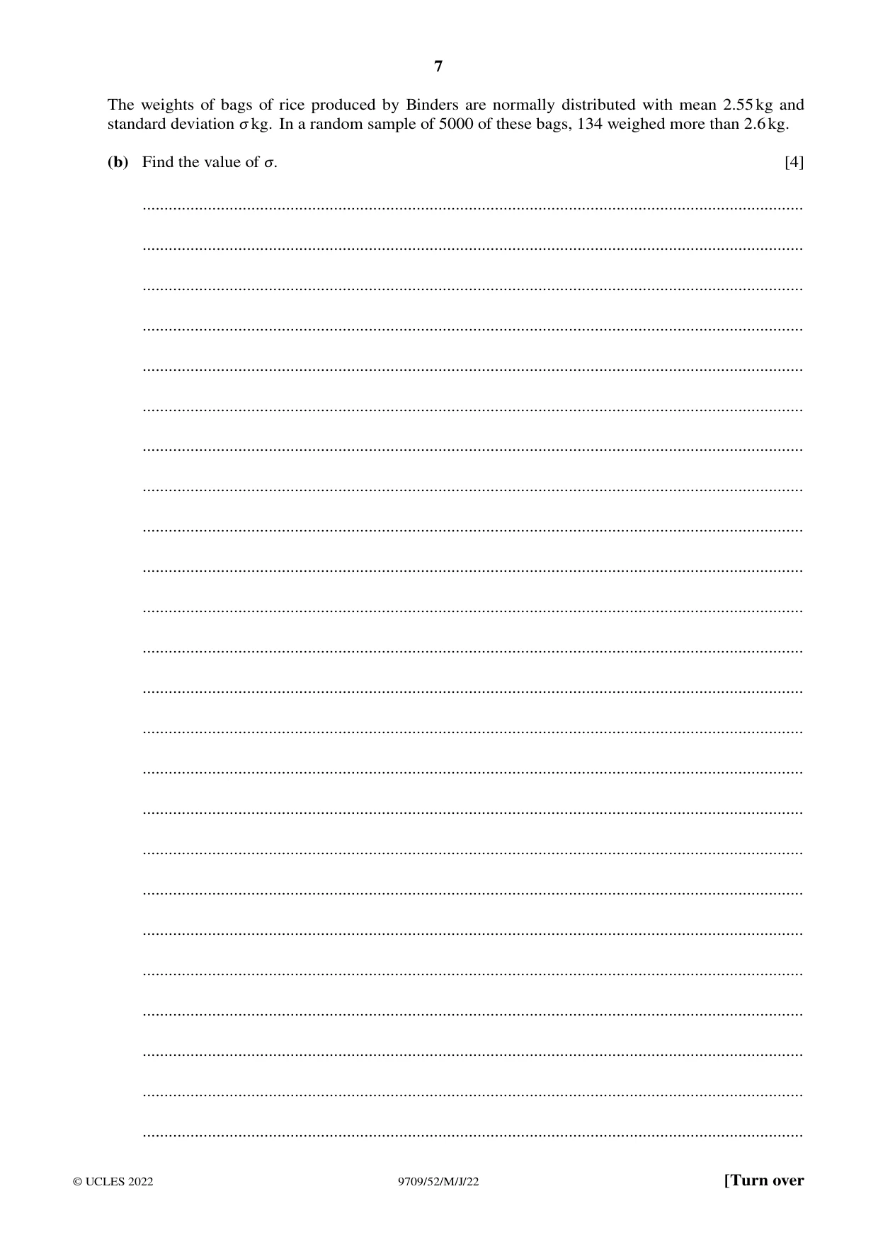 Cambridge A Level Mathematics 9709 2022 May/June Paper 5 · Variant 2 question paper, page 7 of 16