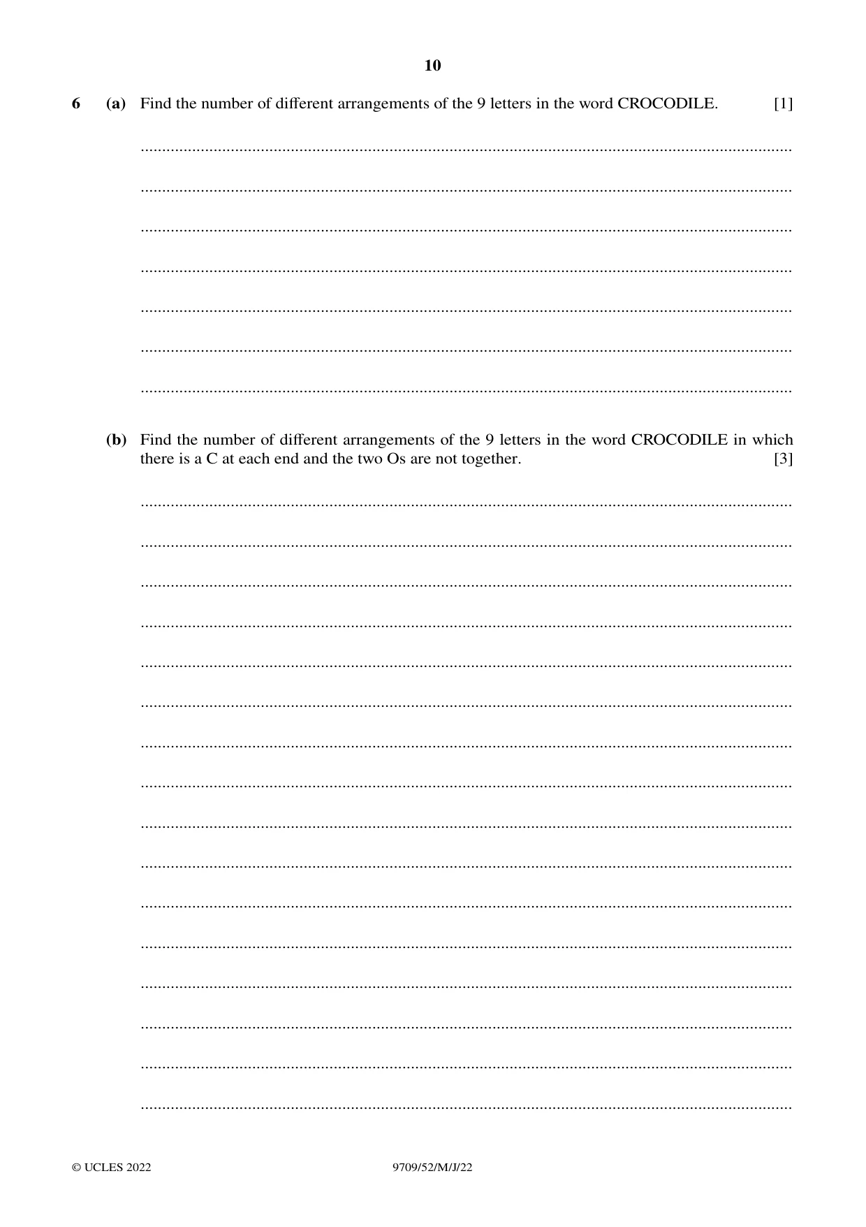 Cambridge A Level Mathematics 9709 2022 May/June Paper 5 · Variant 2 question paper, page 10 of 16