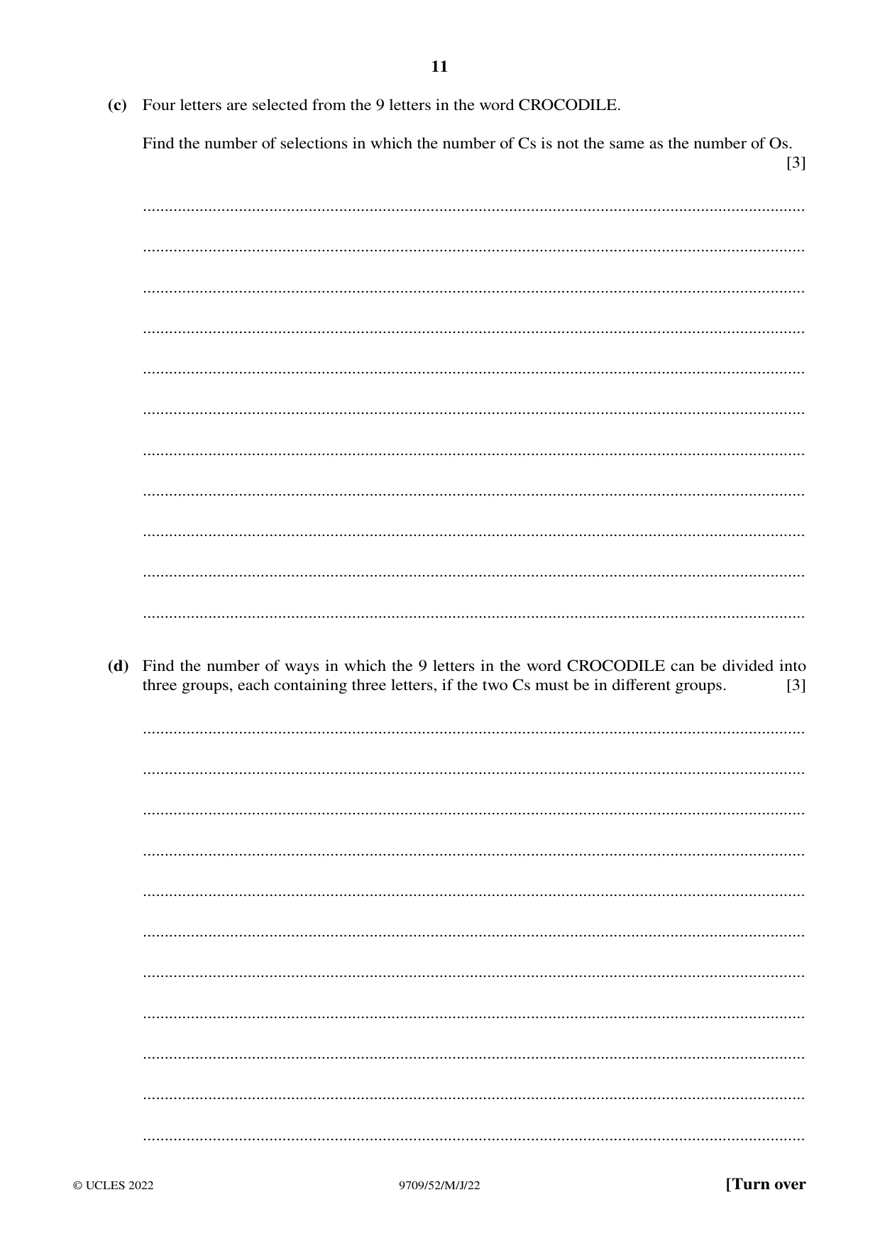 Cambridge A Level Mathematics 9709 2022 May/June Paper 5 · Variant 2 question paper, page 11 of 16