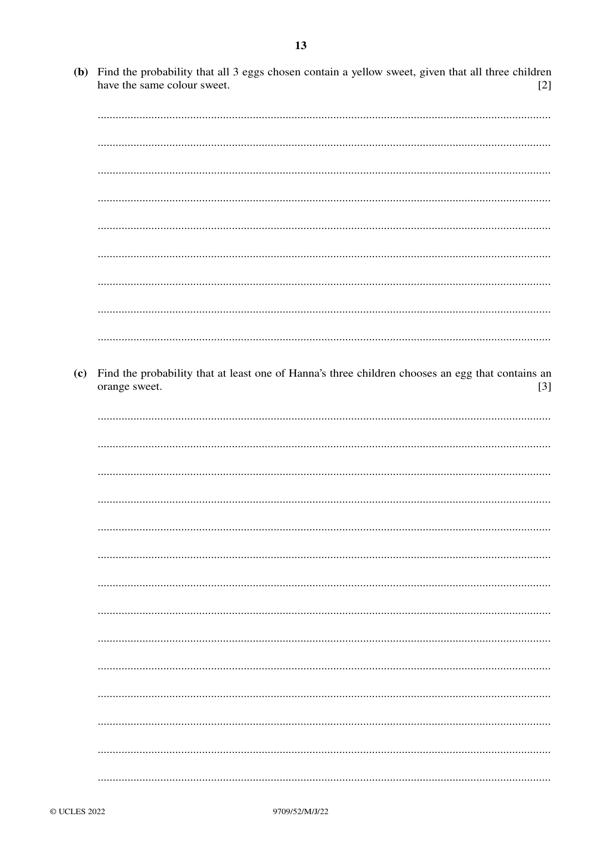Cambridge A Level Mathematics 9709 2022 May/June Paper 5 · Variant 2 question paper, page 13 of 16