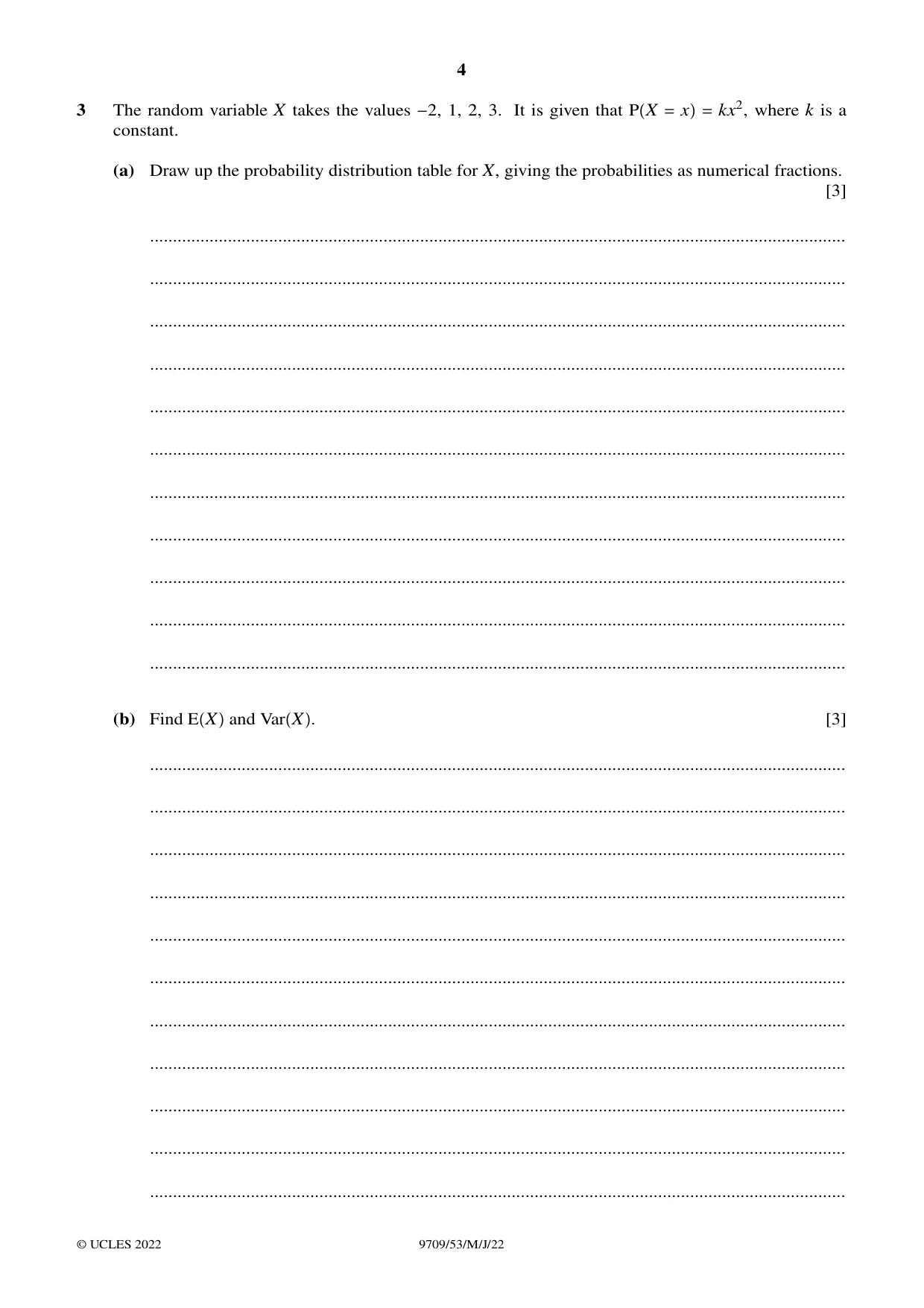 Cambridge A Level Mathematics 9709 2022 May/June Paper 5 · Variant 3 question paper, page 4 of 12