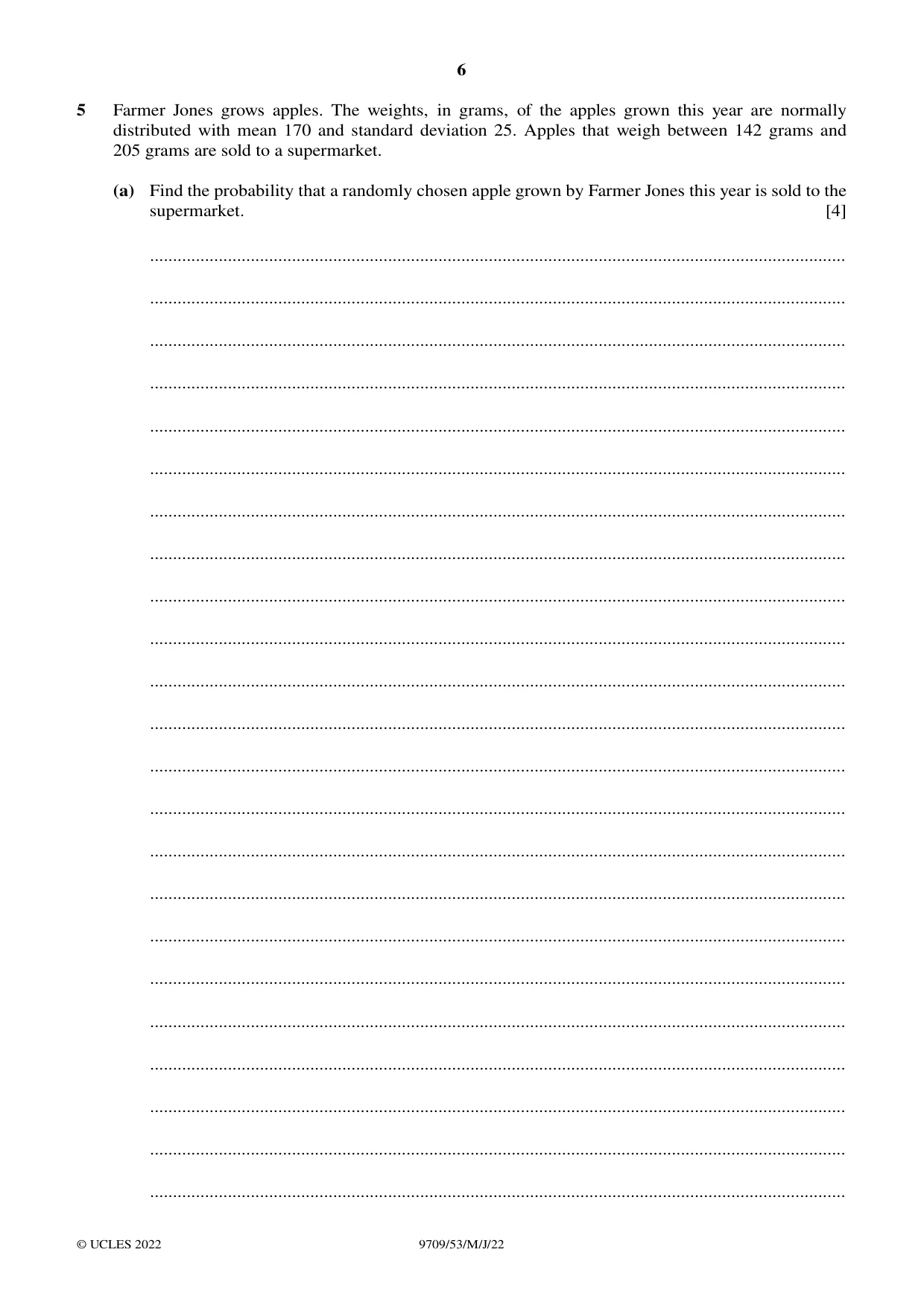 Cambridge A Level Mathematics 9709 2022 May/June Paper 5 · Variant 3 question paper, page 6 of 12