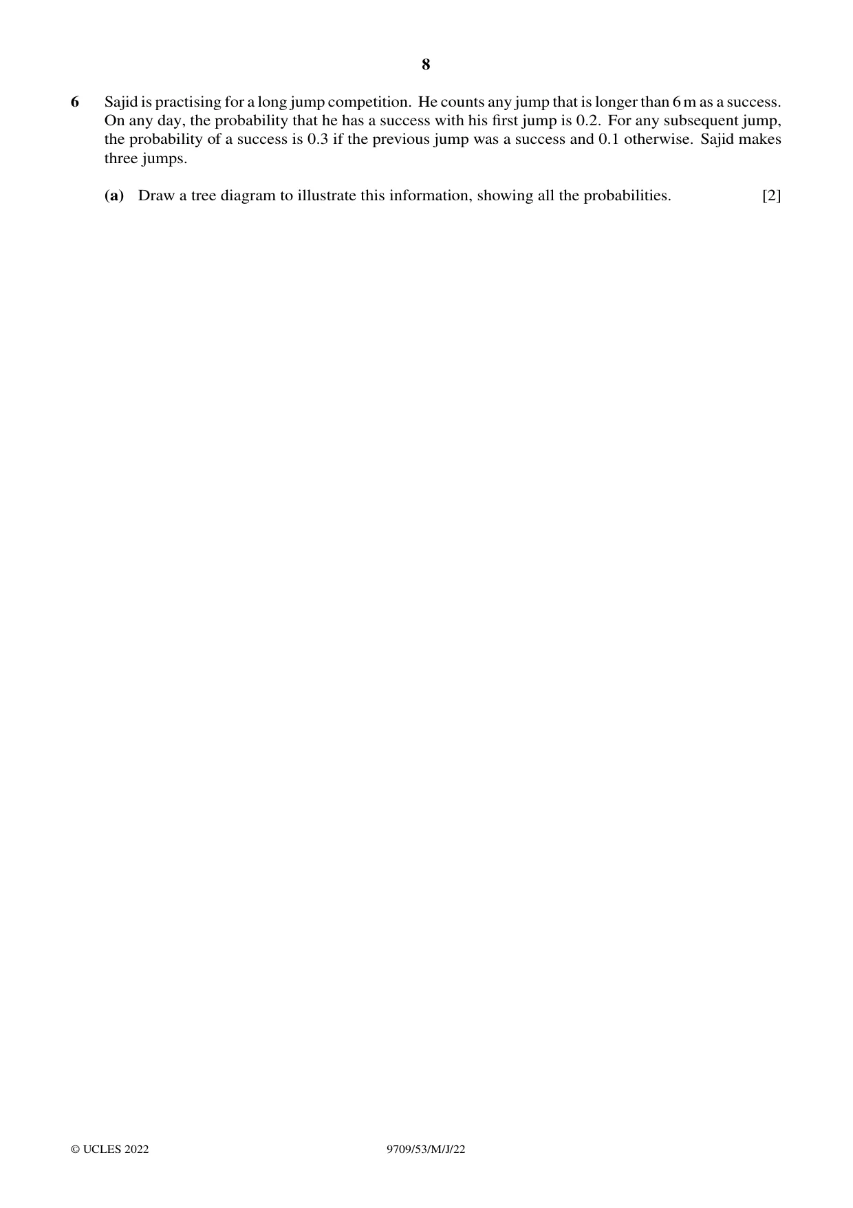 Cambridge A Level Mathematics 9709 2022 May/June Paper 5 · Variant 3 question paper, page 8 of 12