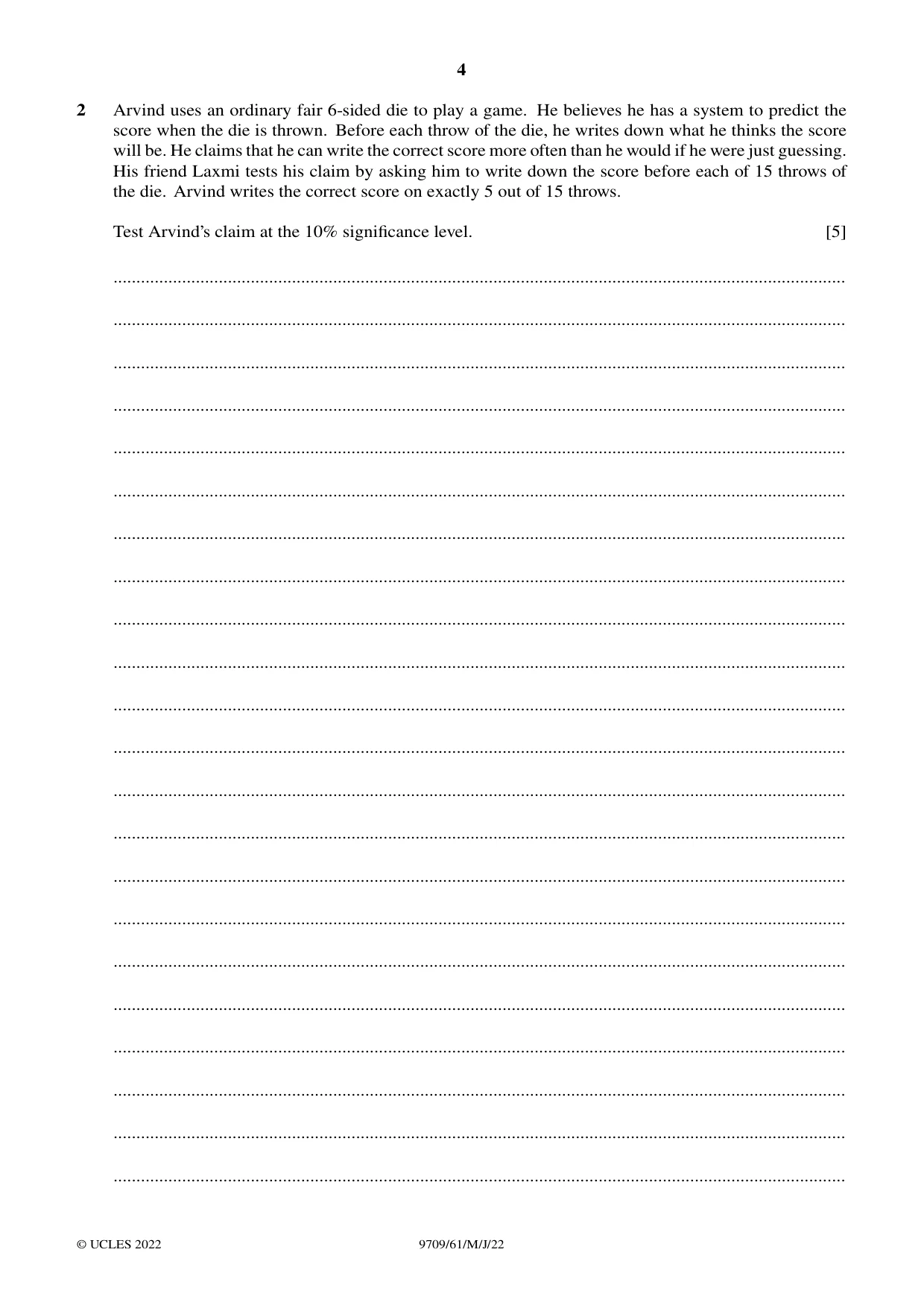 Cambridge A Level Mathematics 9709 2022 May/June Paper 6 · Variant 1 question paper, page 4 of 16