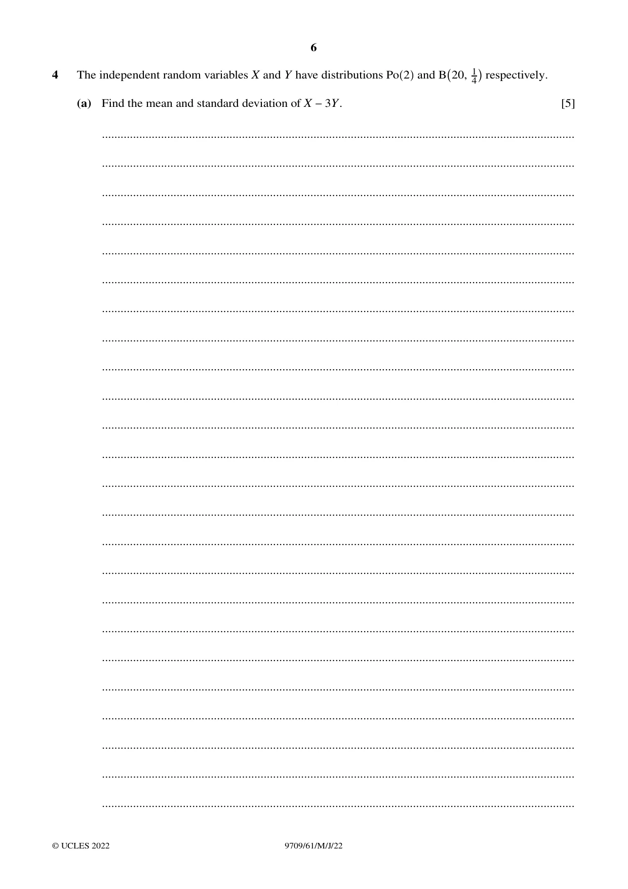 Cambridge A Level Mathematics 9709 2022 May/June Paper 6 · Variant 1 question paper, page 6 of 16