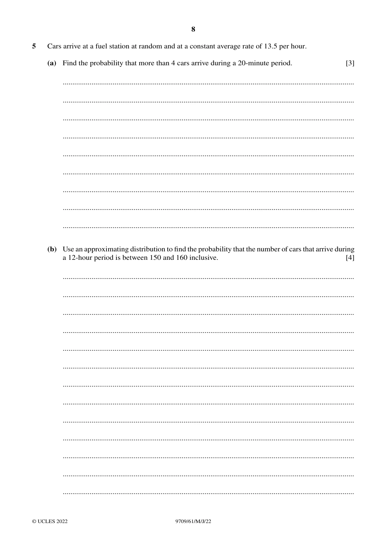 Cambridge A Level Mathematics 9709 2022 May/June Paper 6 · Variant 1 question paper, page 8 of 16
