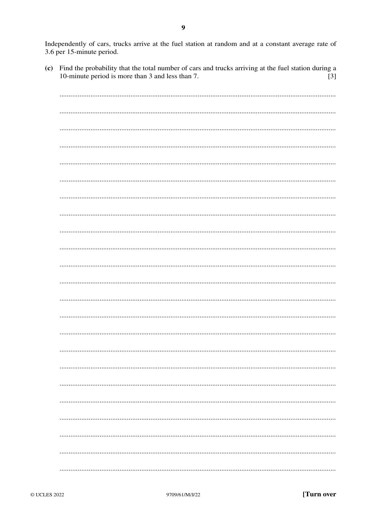Cambridge A Level Mathematics 9709 2022 May/June Paper 6 · Variant 1 question paper, page 9 of 16