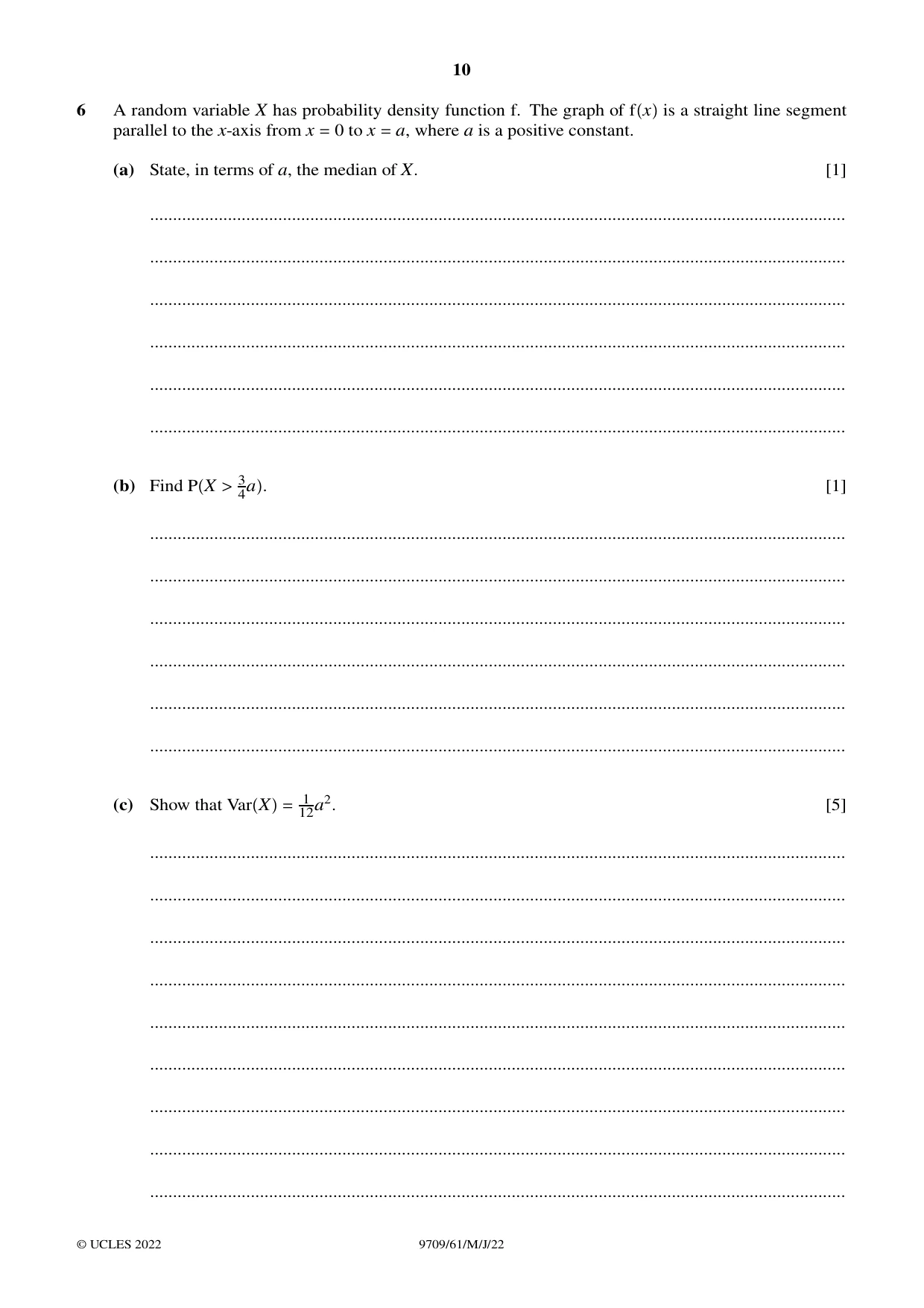 Cambridge A Level Mathematics 9709 2022 May/June Paper 6 · Variant 1 question paper, page 10 of 16