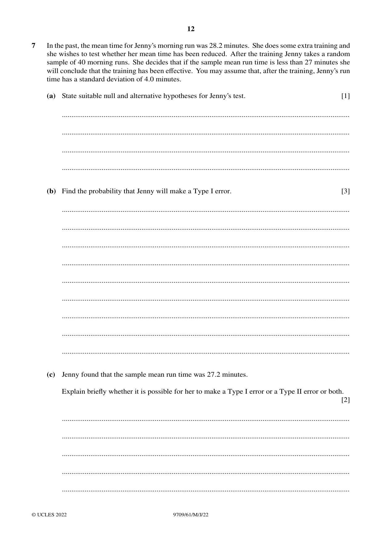 Cambridge A Level Mathematics 9709 2022 May/June Paper 6 · Variant 1 question paper, page 12 of 16