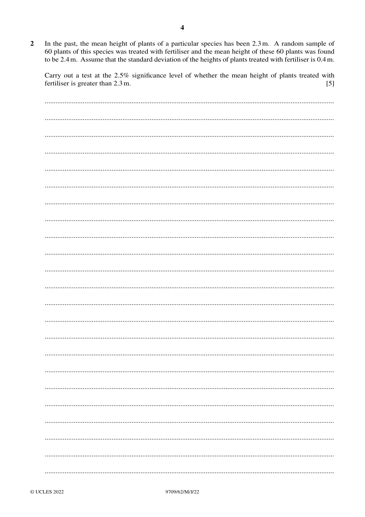 Cambridge A Level Mathematics 9709 2022 May/June Paper 6 · Variant 2 question paper, page 4 of 16