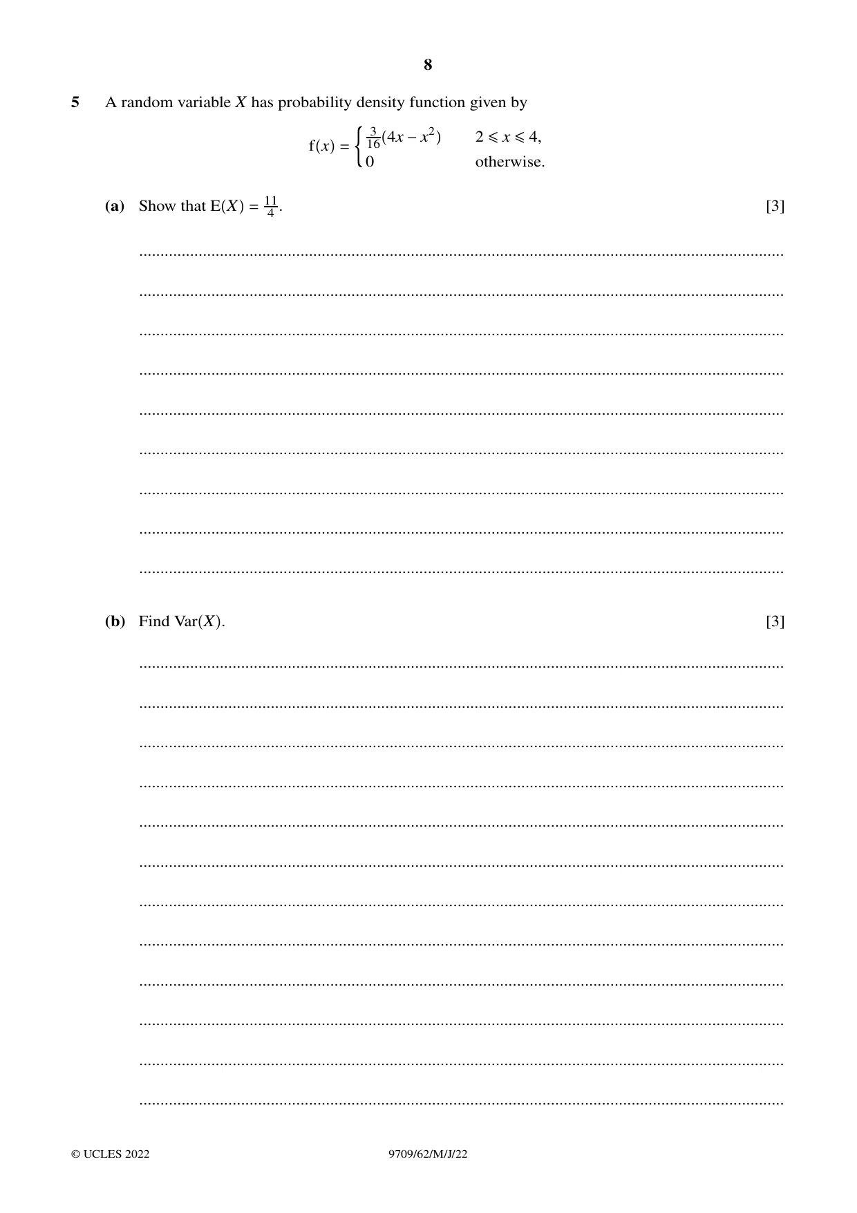Cambridge A Level Mathematics 9709 2022 May/June Paper 6 · Variant 2 question paper, page 8 of 16