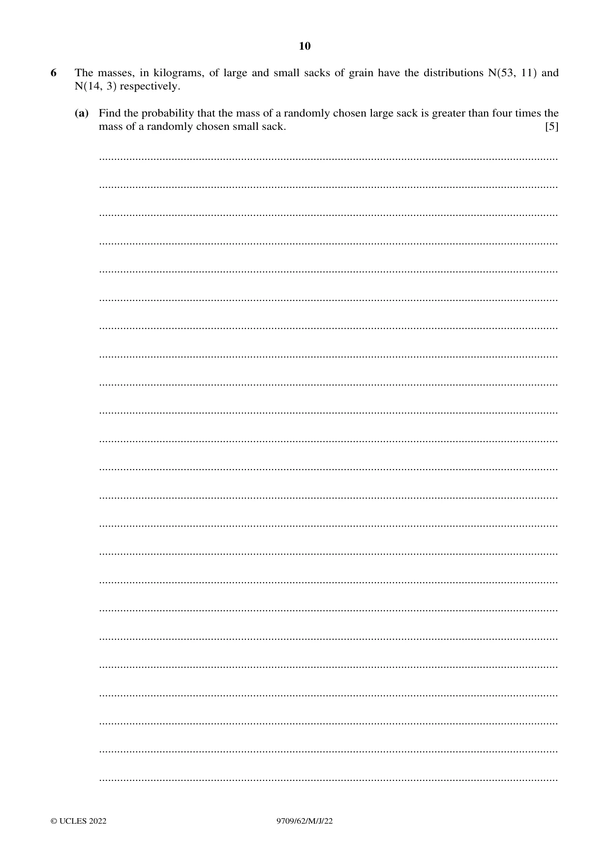 Cambridge A Level Mathematics 9709 2022 May/June Paper 6 · Variant 2 question paper, page 10 of 16