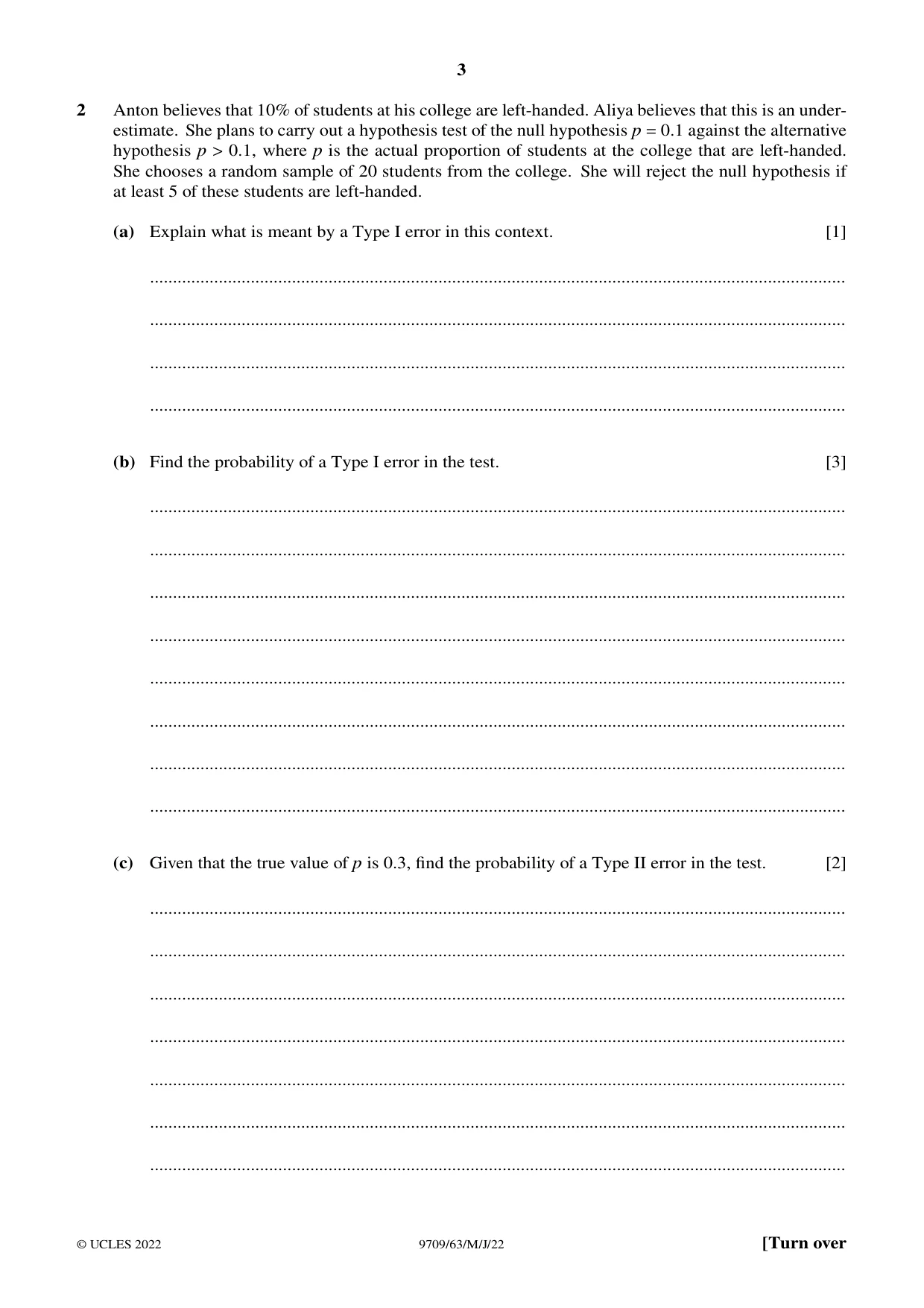 Cambridge A Level Mathematics 9709 2022 May/June Paper 6 · Variant 3 question paper, page 3 of 16