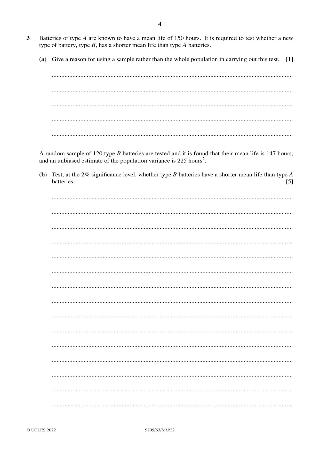 Cambridge A Level Mathematics 9709 2022 May/June Paper 6 · Variant 3 question paper, page 4 of 16