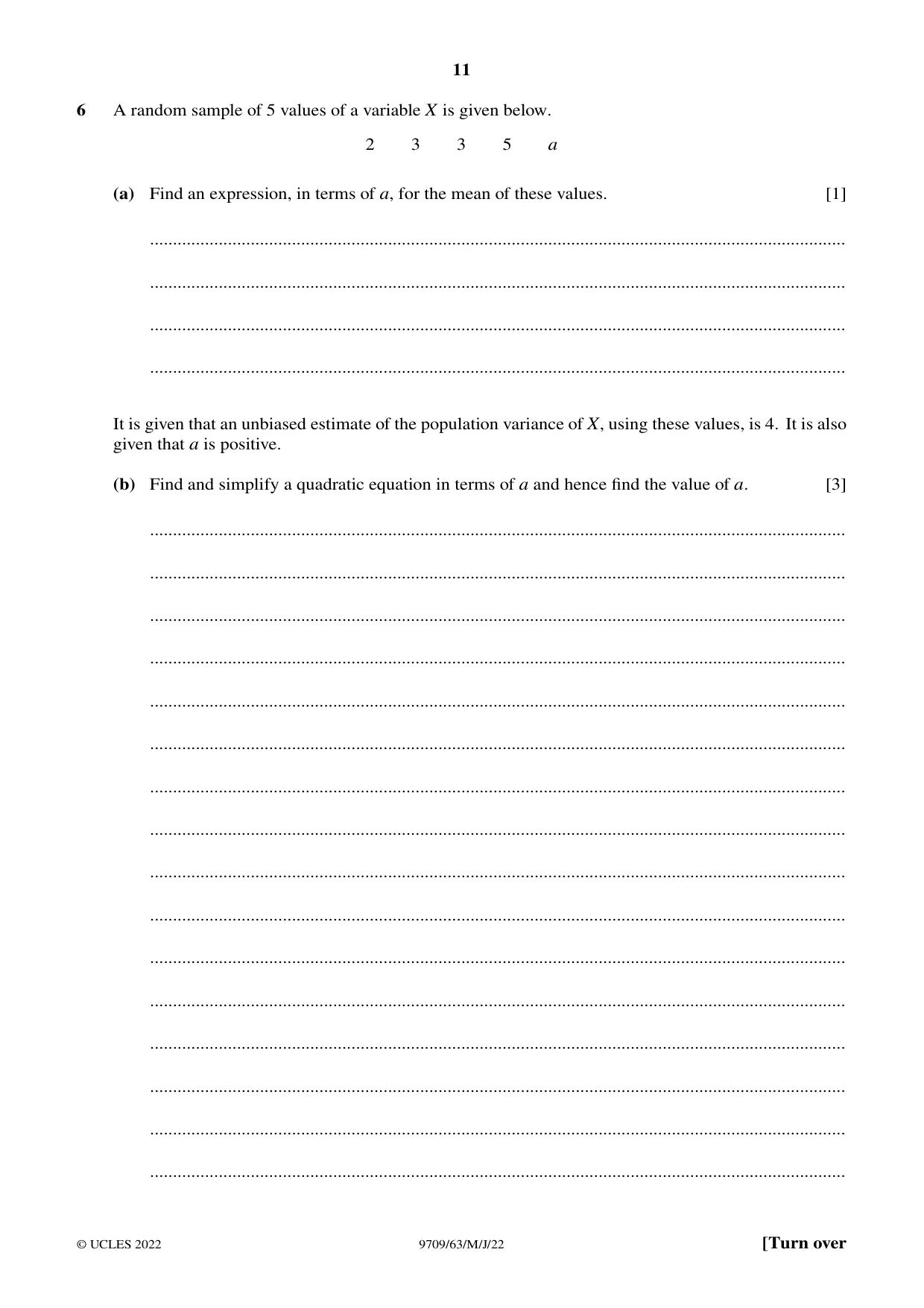 Cambridge A Level Mathematics 9709 2022 May/June Paper 6 · Variant 3 question paper, page 11 of 16