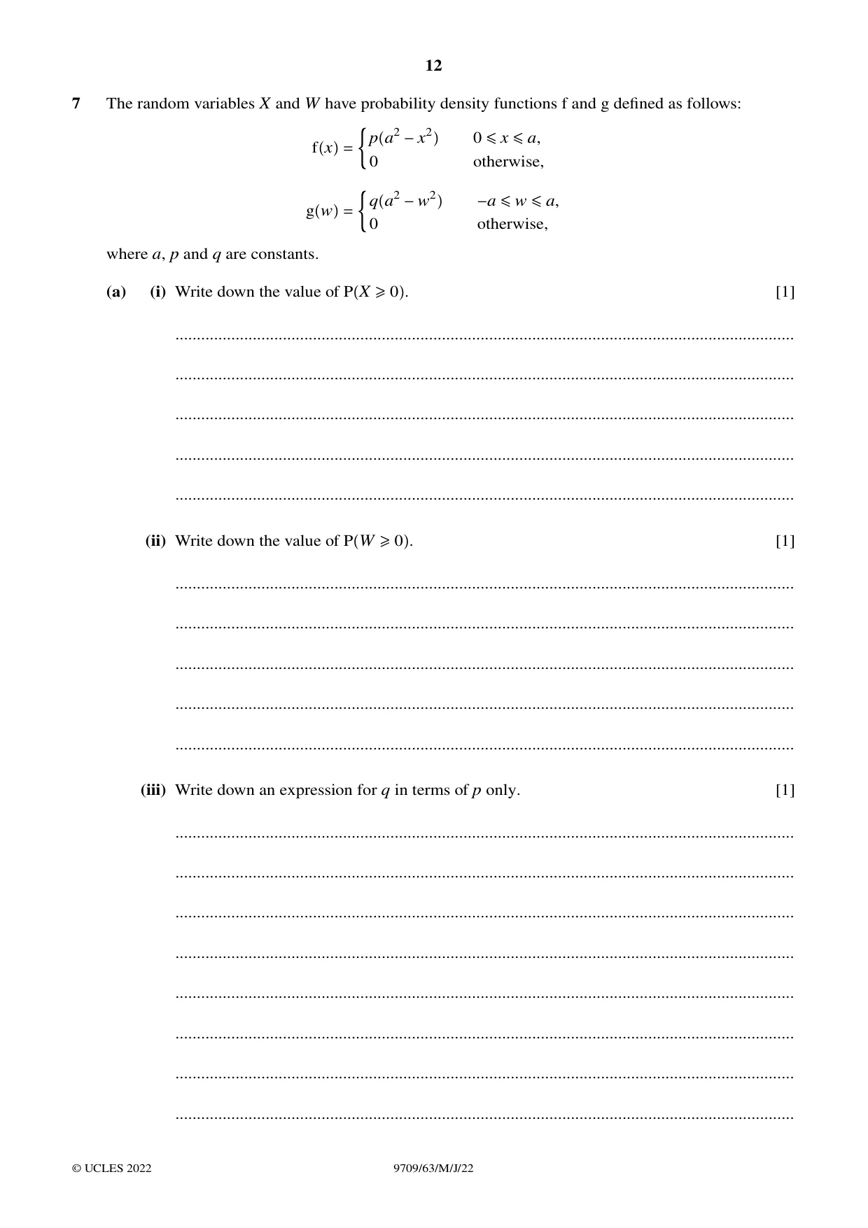 Cambridge A Level Mathematics 9709 2022 May/June Paper 6 · Variant 3 question paper, page 12 of 16