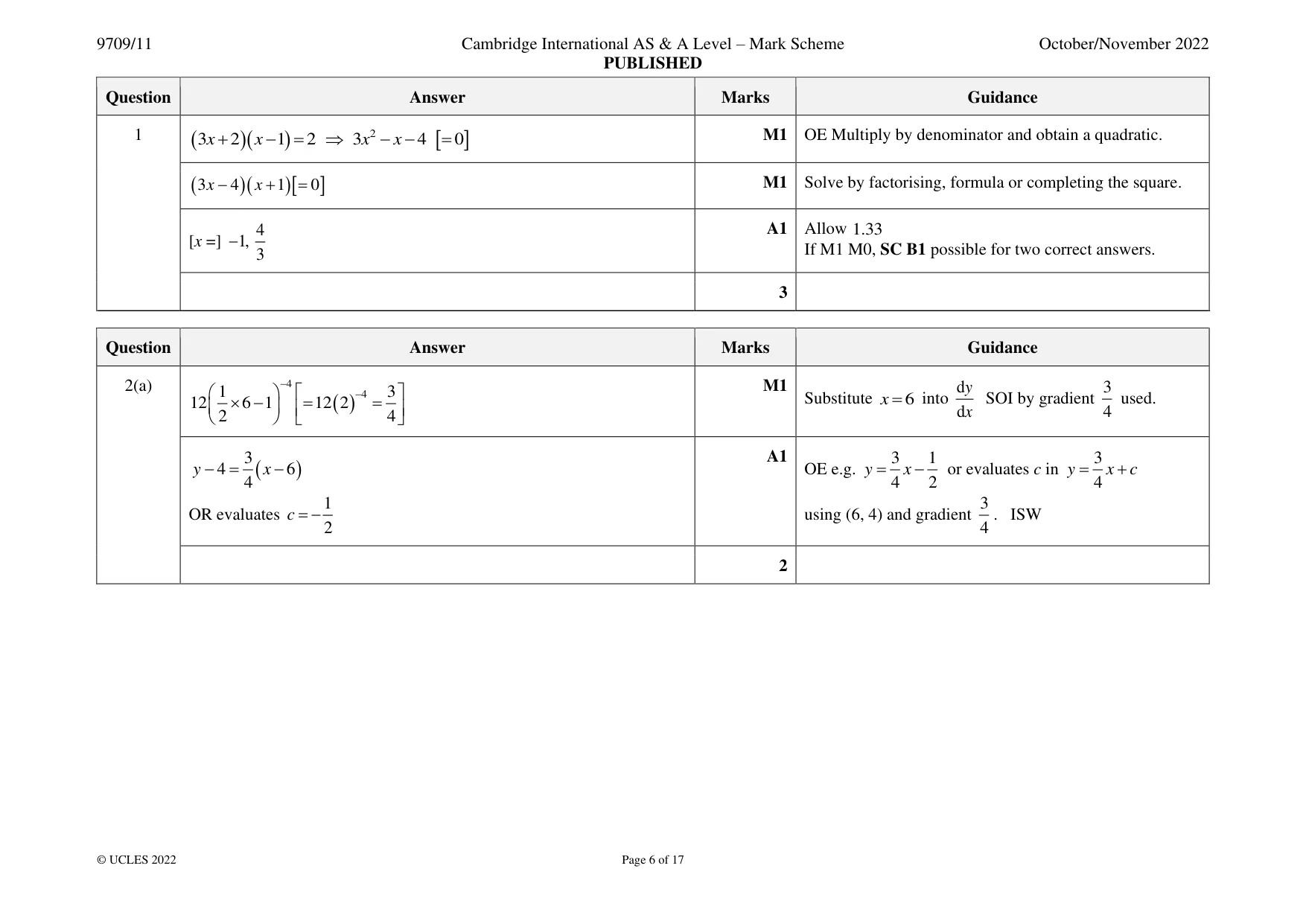 Mark scheme, page 6 of 17