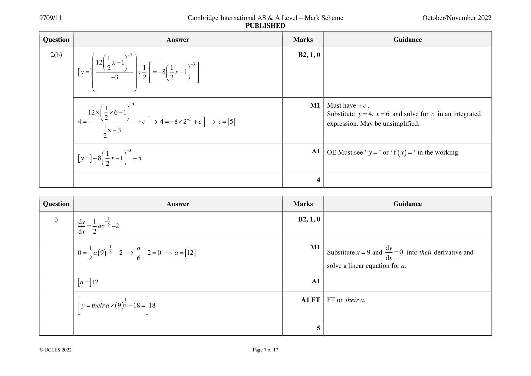 Mark scheme, page 7 of 17