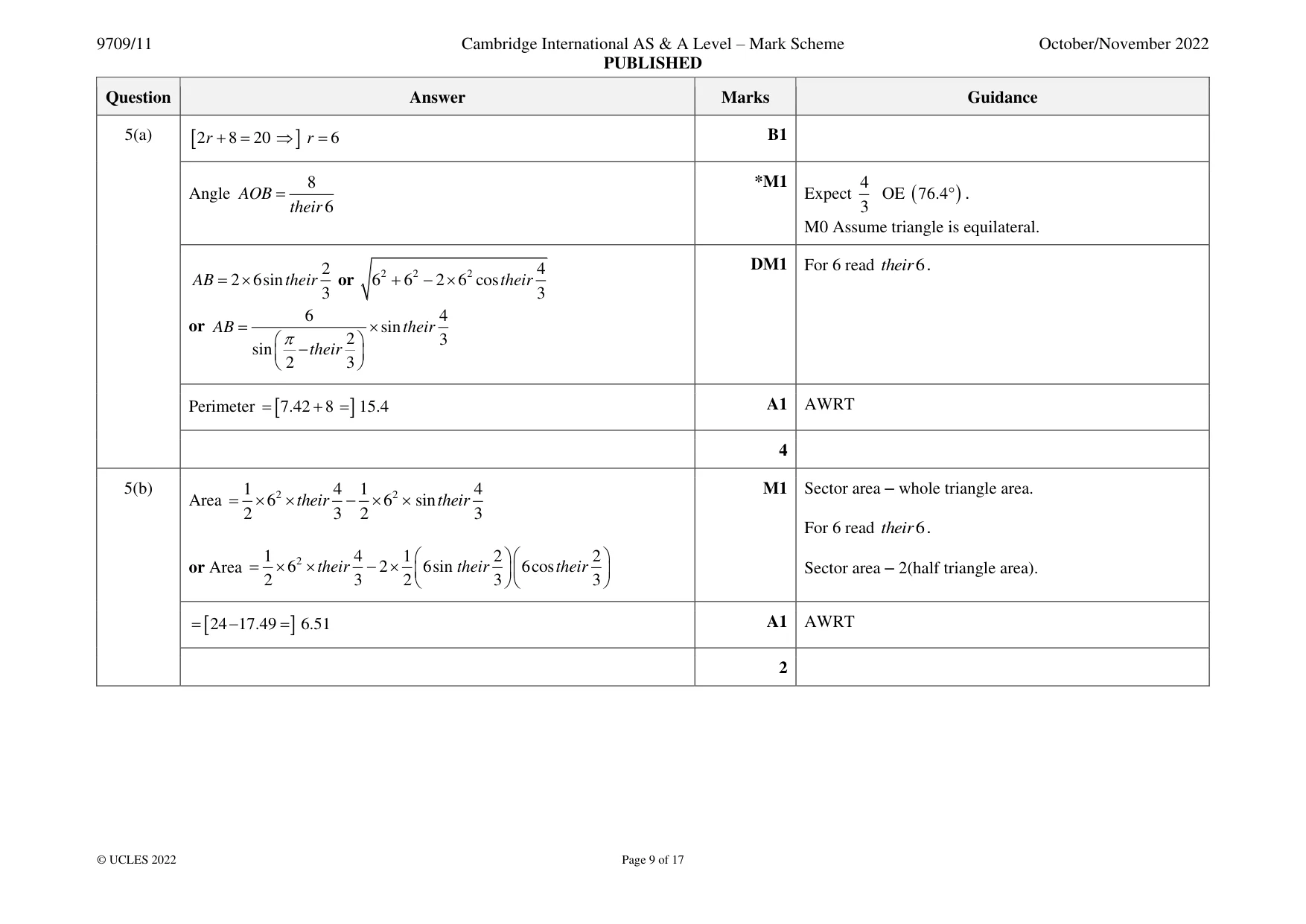 Mark scheme, page 9 of 17