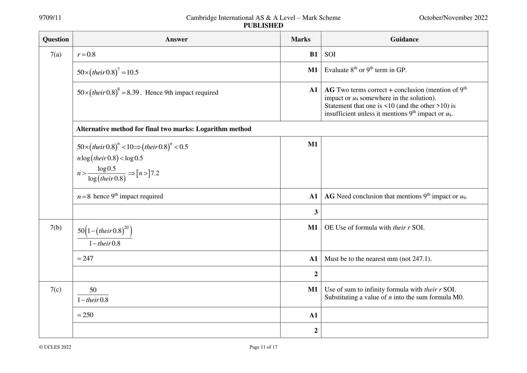 Mark scheme, page 11 of 17