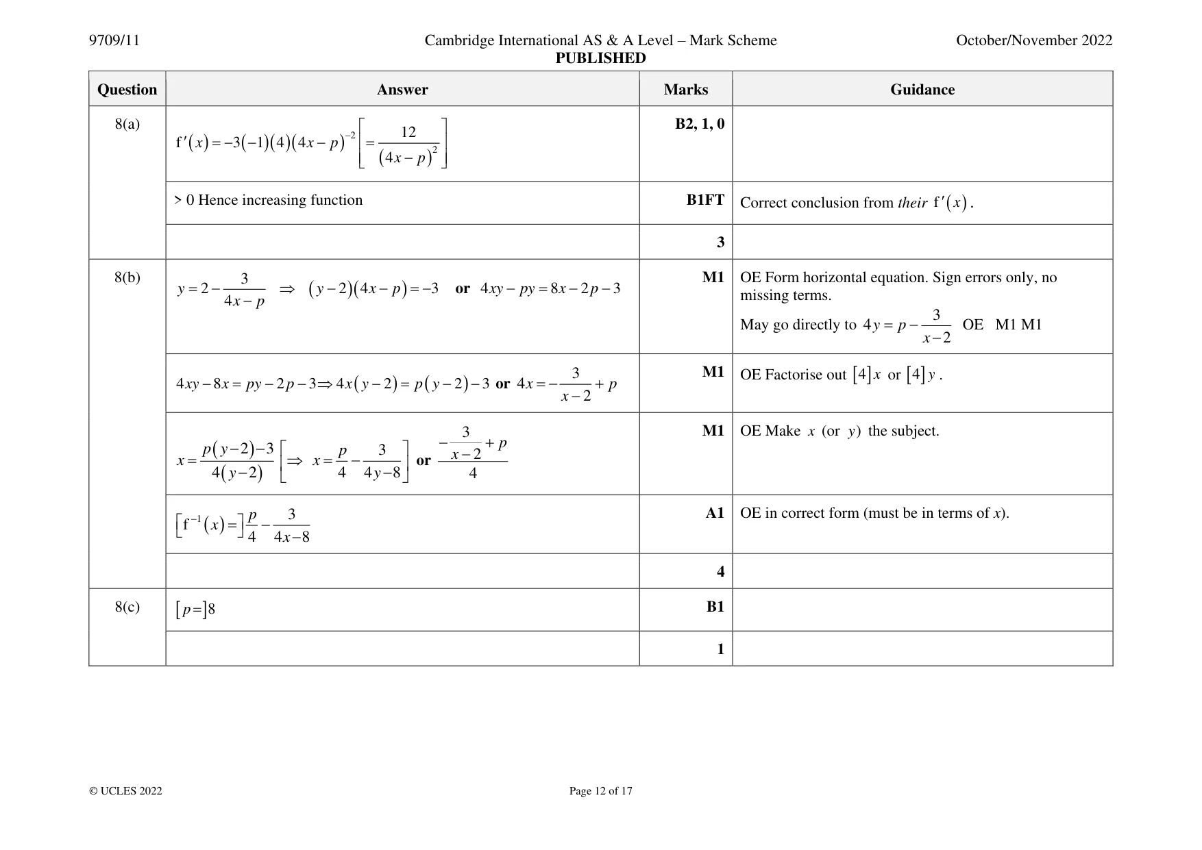 Mark scheme, page 12 of 17