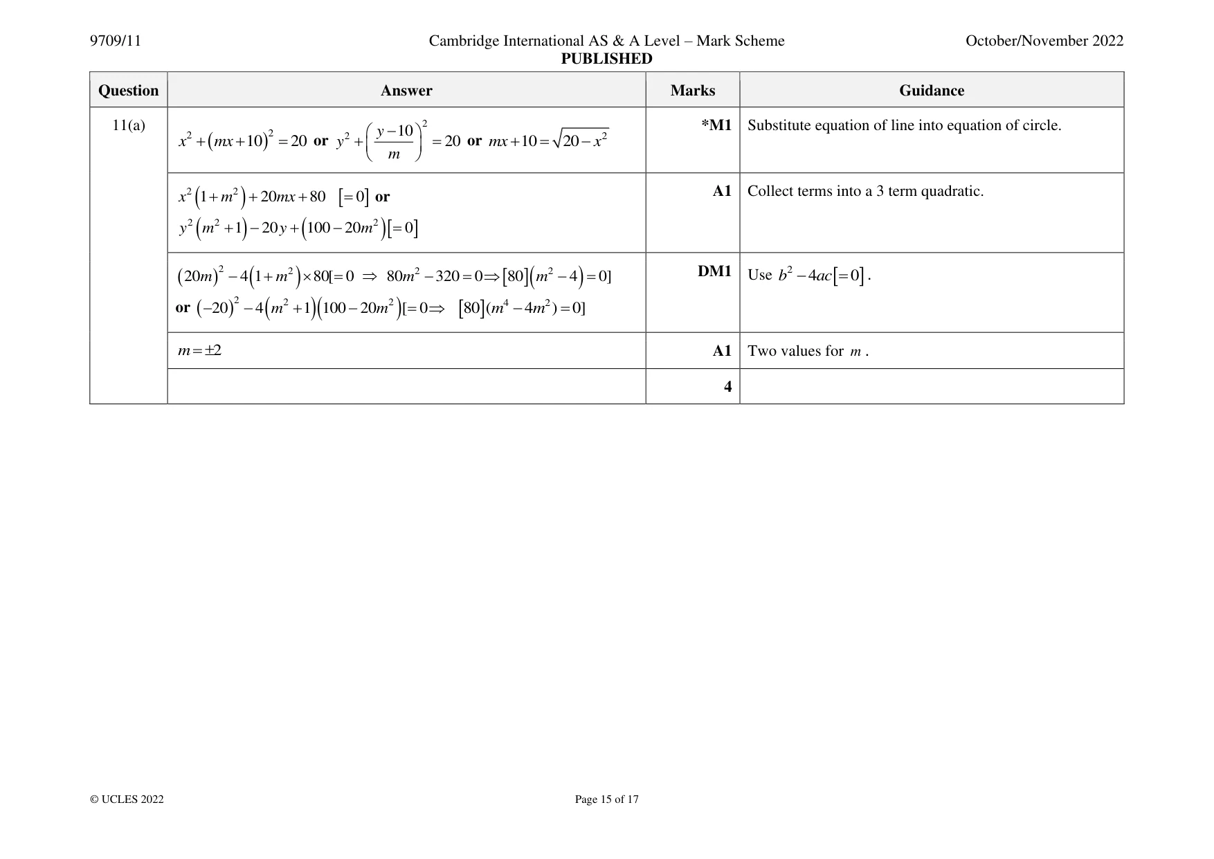 Mark scheme, page 15 of 17