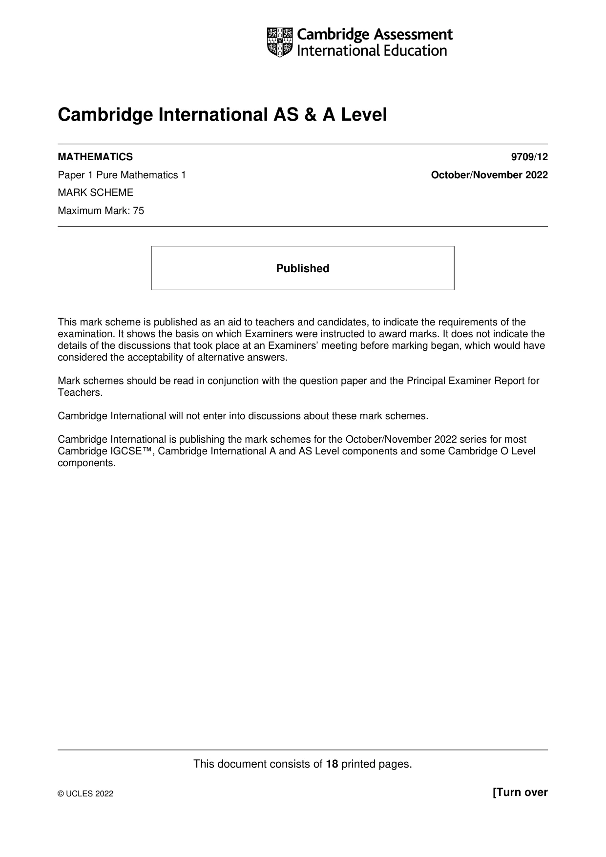 Mark scheme, page 1 of 18