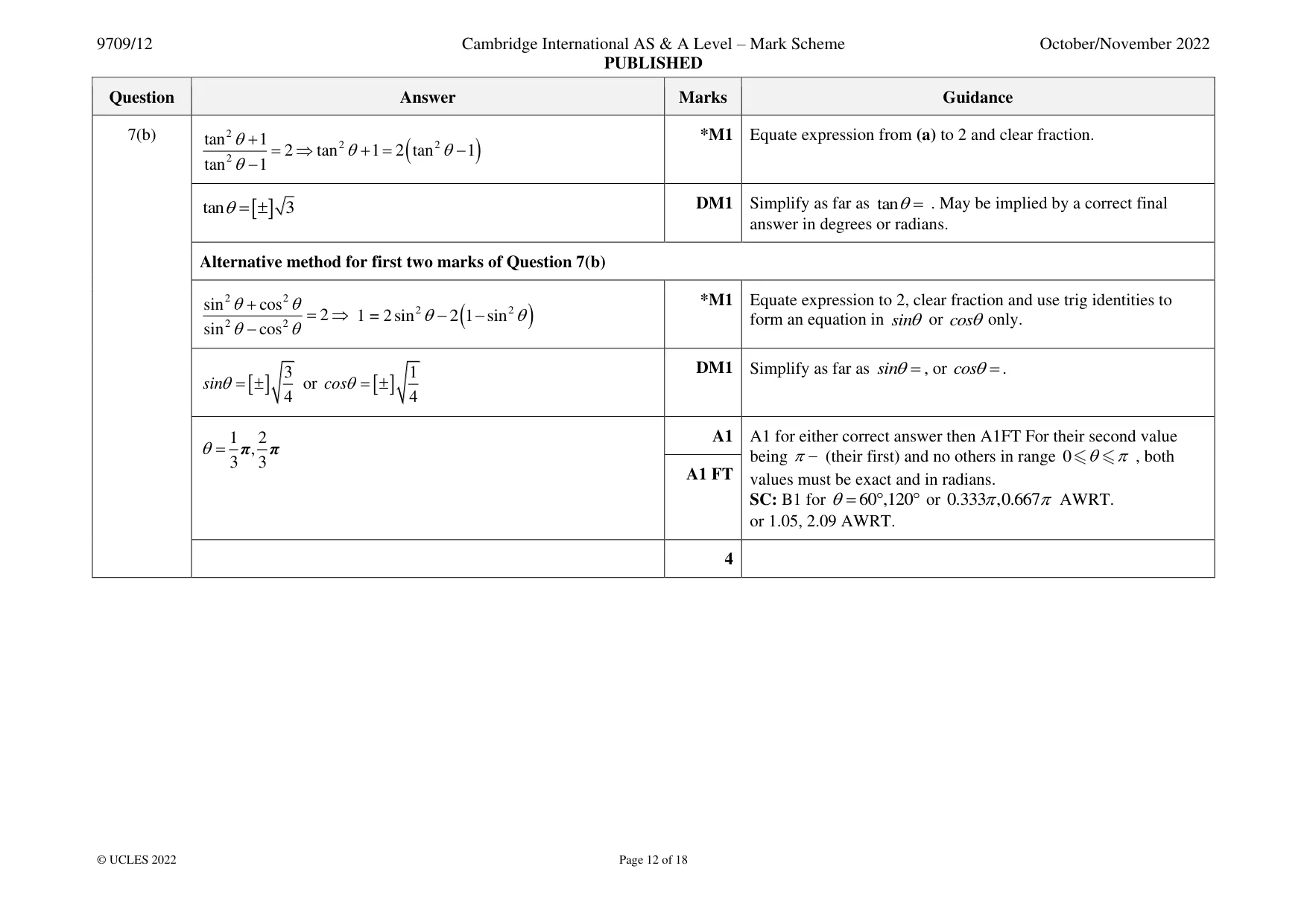 Mark scheme, page 12 of 18