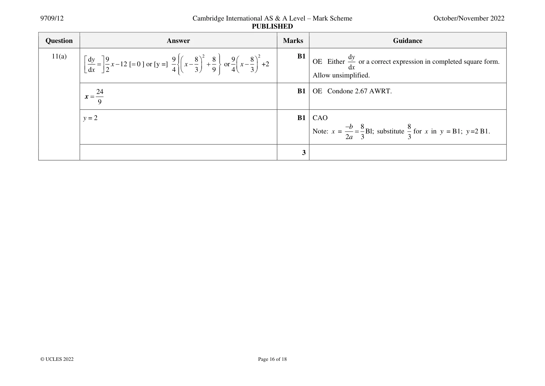 Mark scheme, page 16 of 18