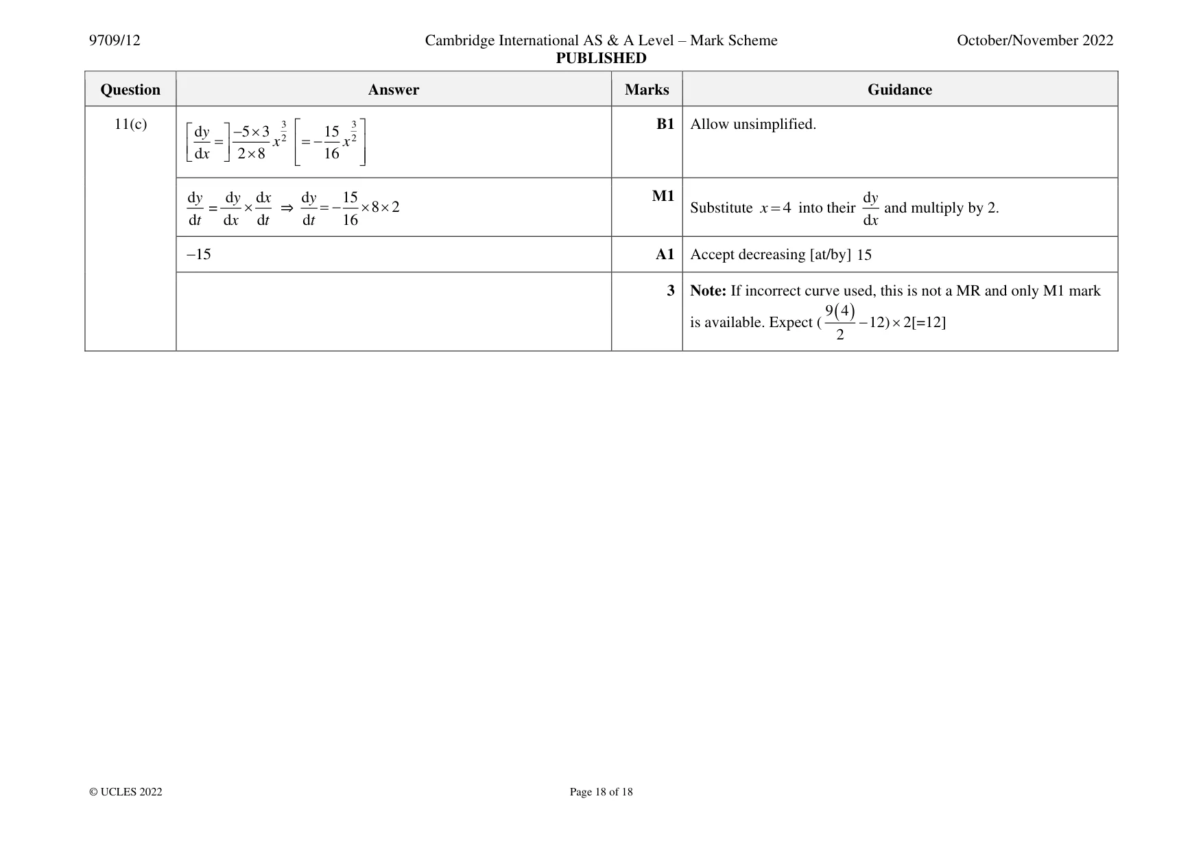 Mark scheme, page 18 of 18