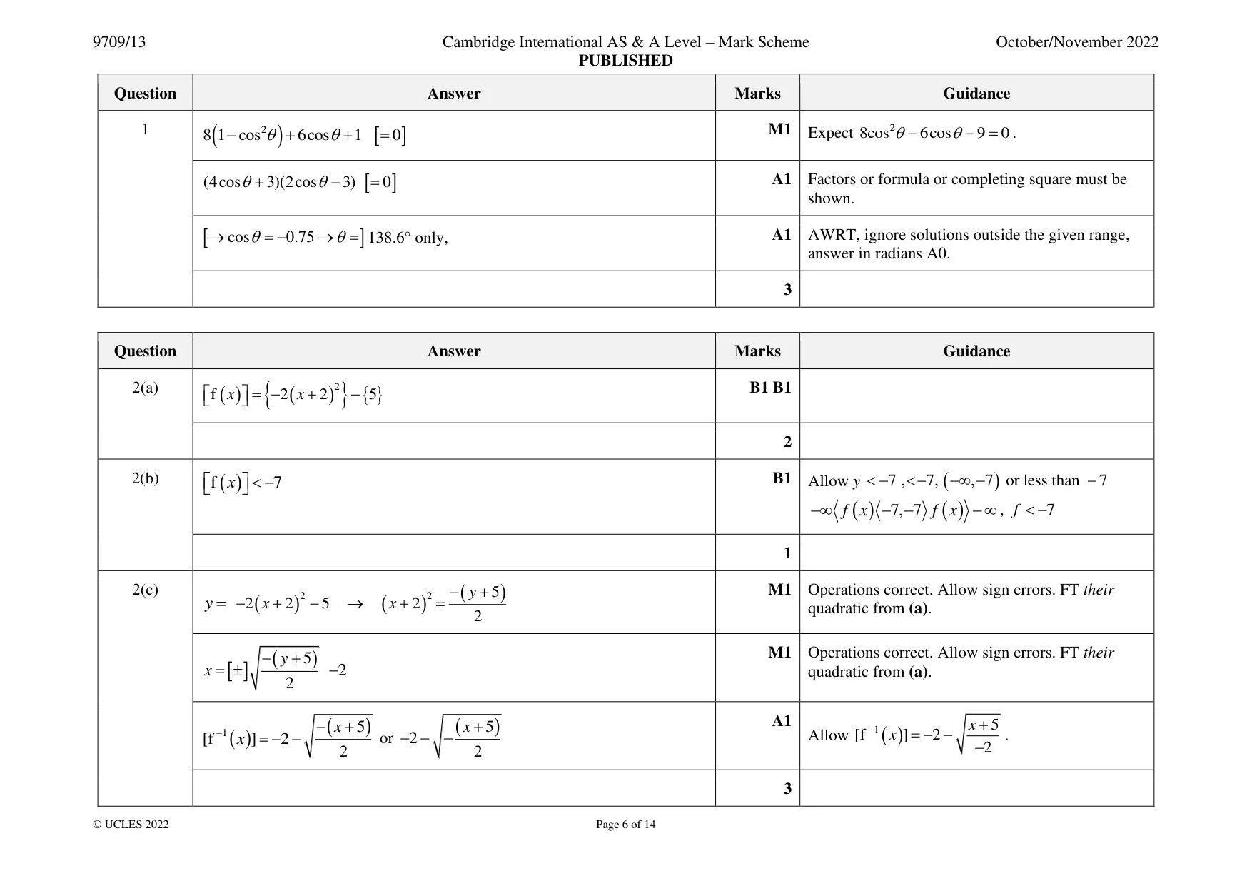 Mark scheme, page 6 of 14
