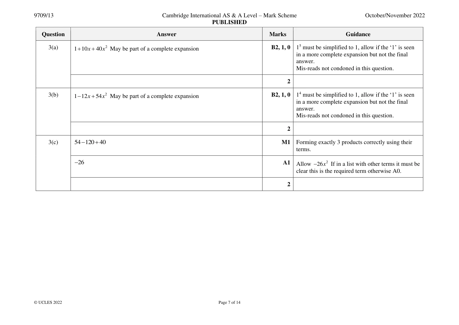 Mark scheme, page 7 of 14