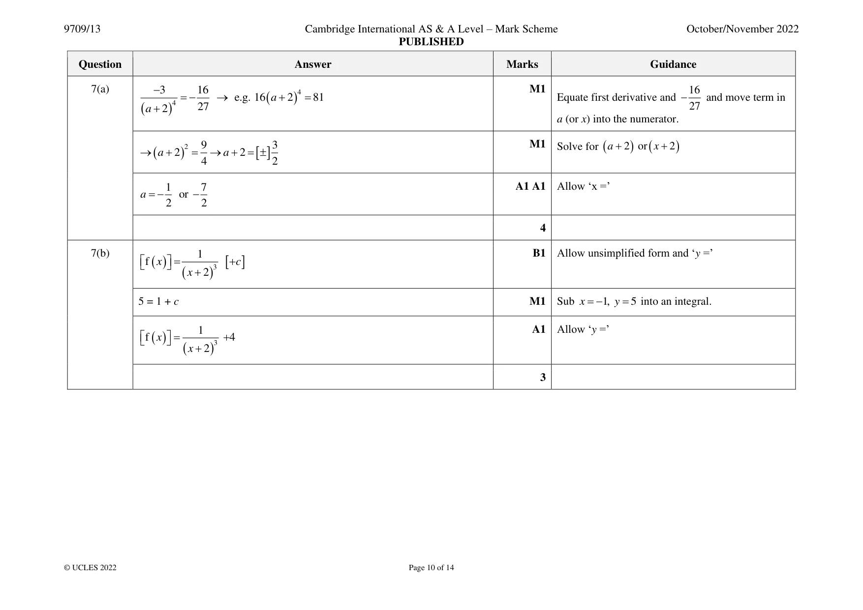 Mark scheme, page 10 of 14