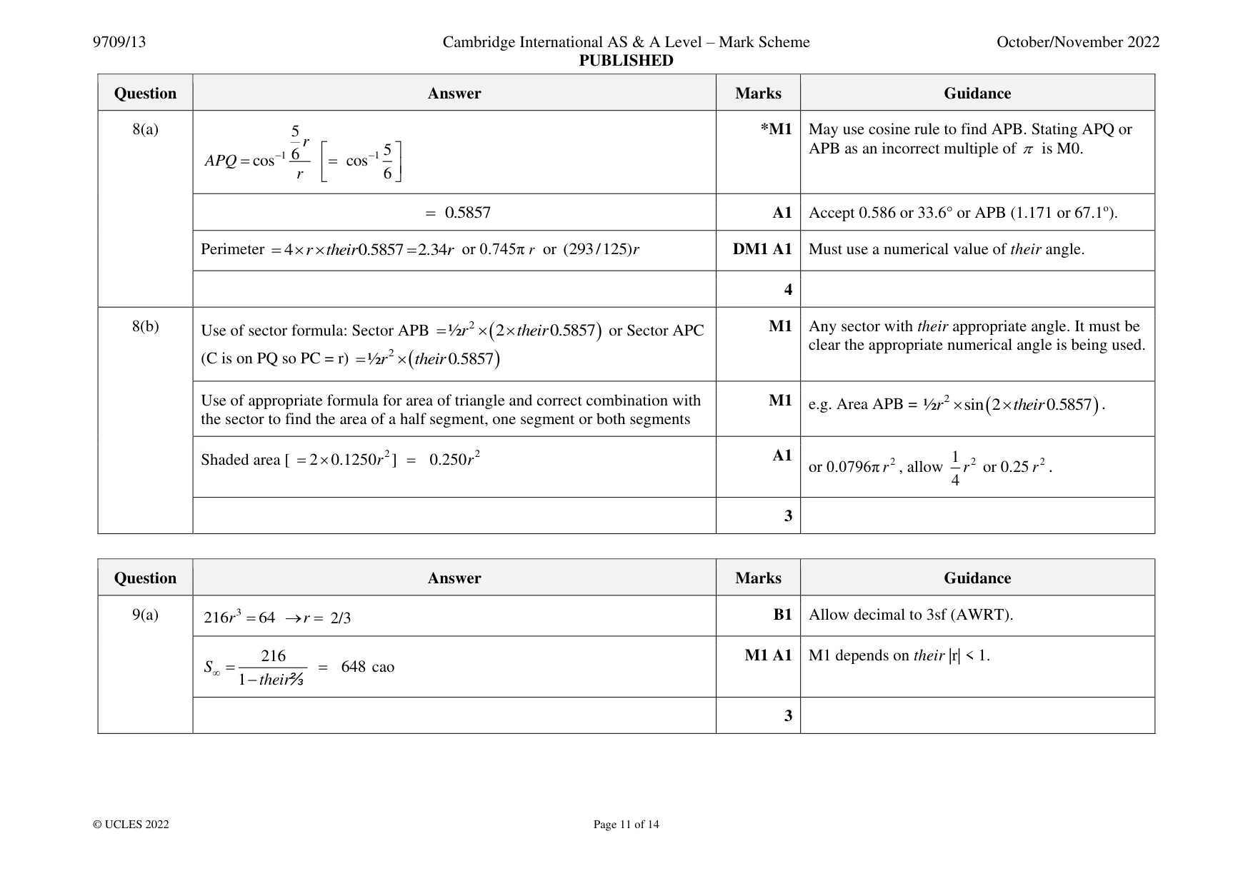 Mark scheme, page 11 of 14