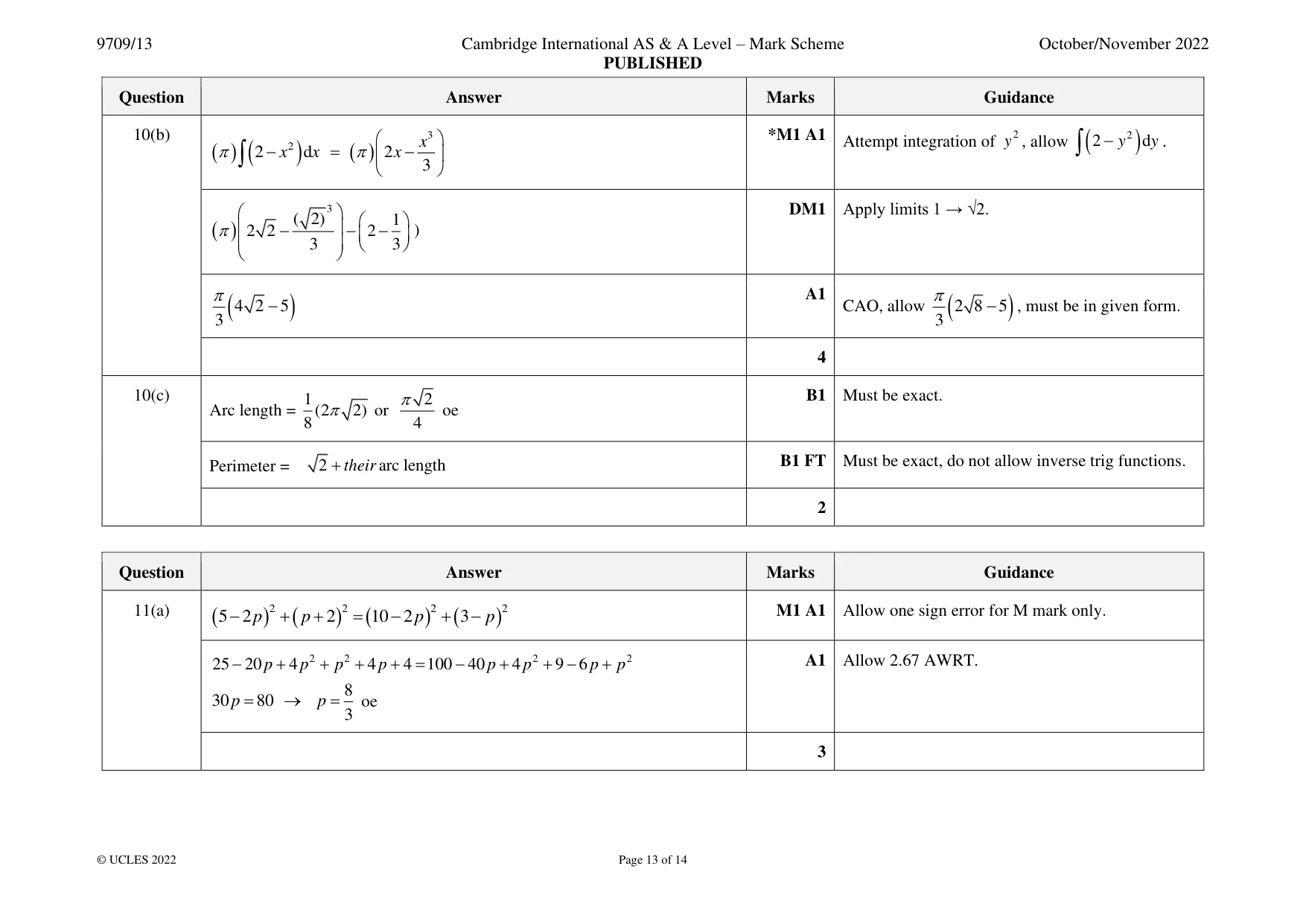 Mark scheme, page 13 of 14