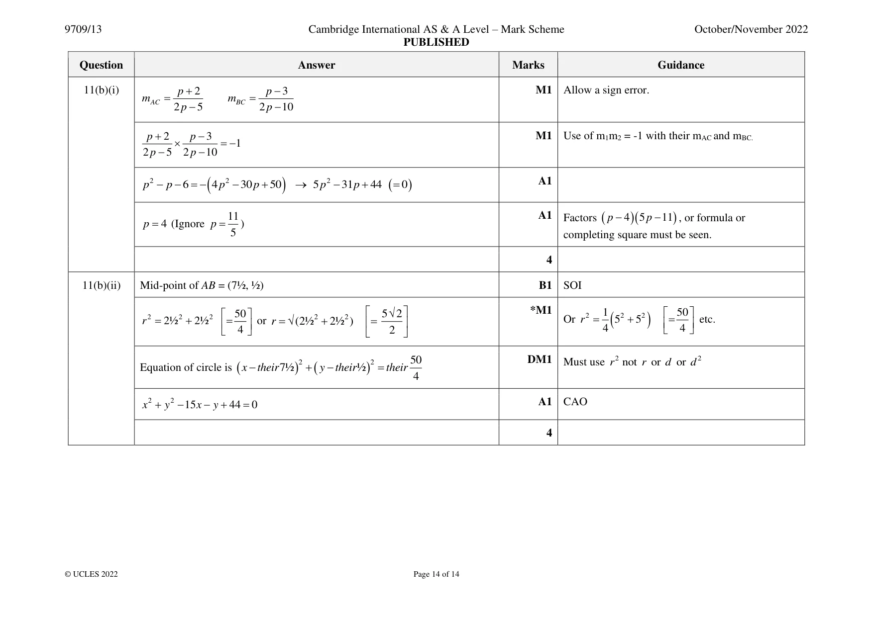 Mark scheme, page 14 of 14