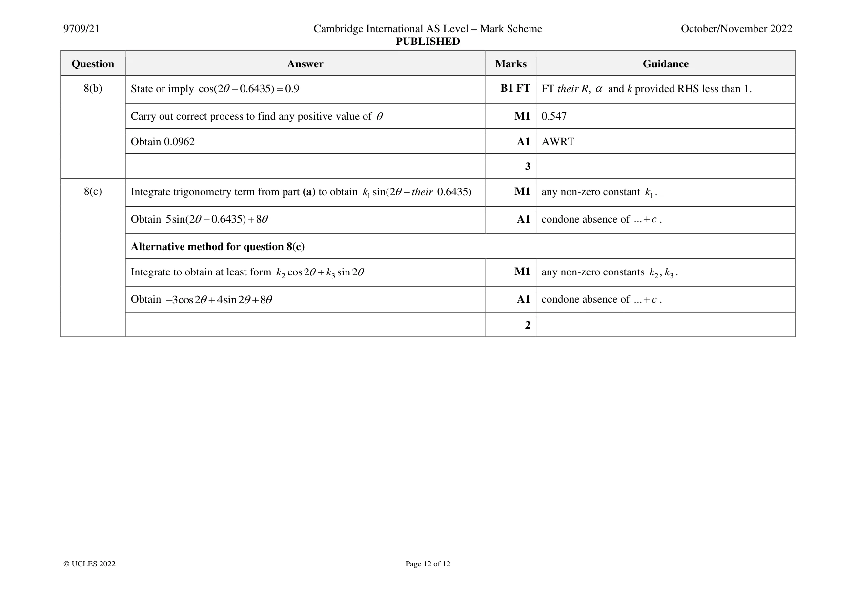 Mark scheme, page 12 of 12