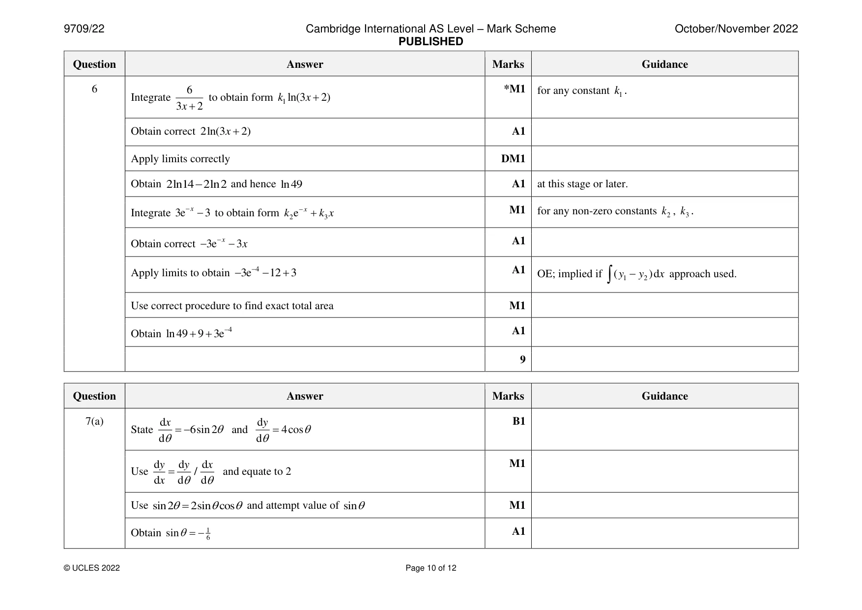 Mark scheme, page 10 of 12