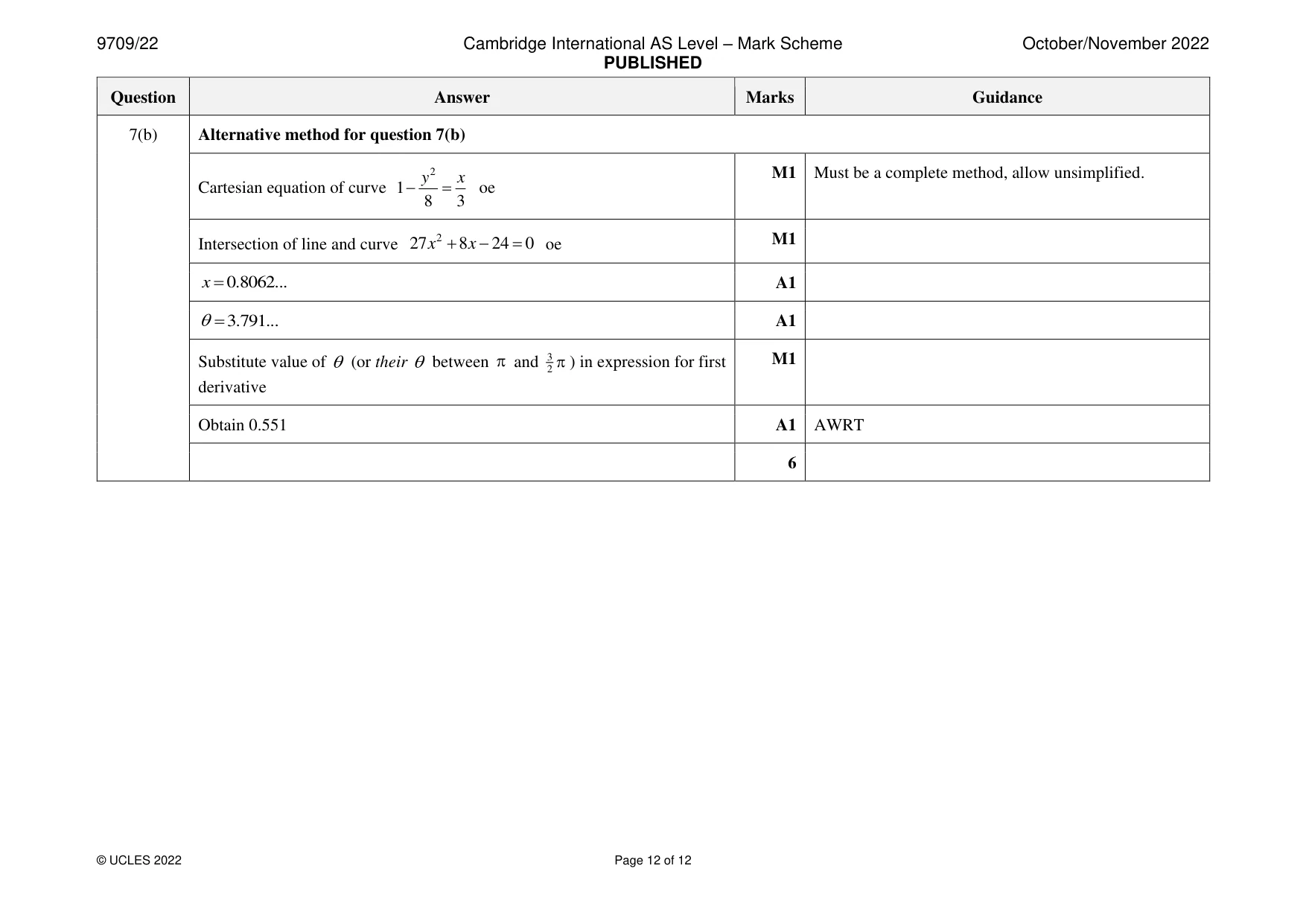 Mark scheme, page 12 of 12