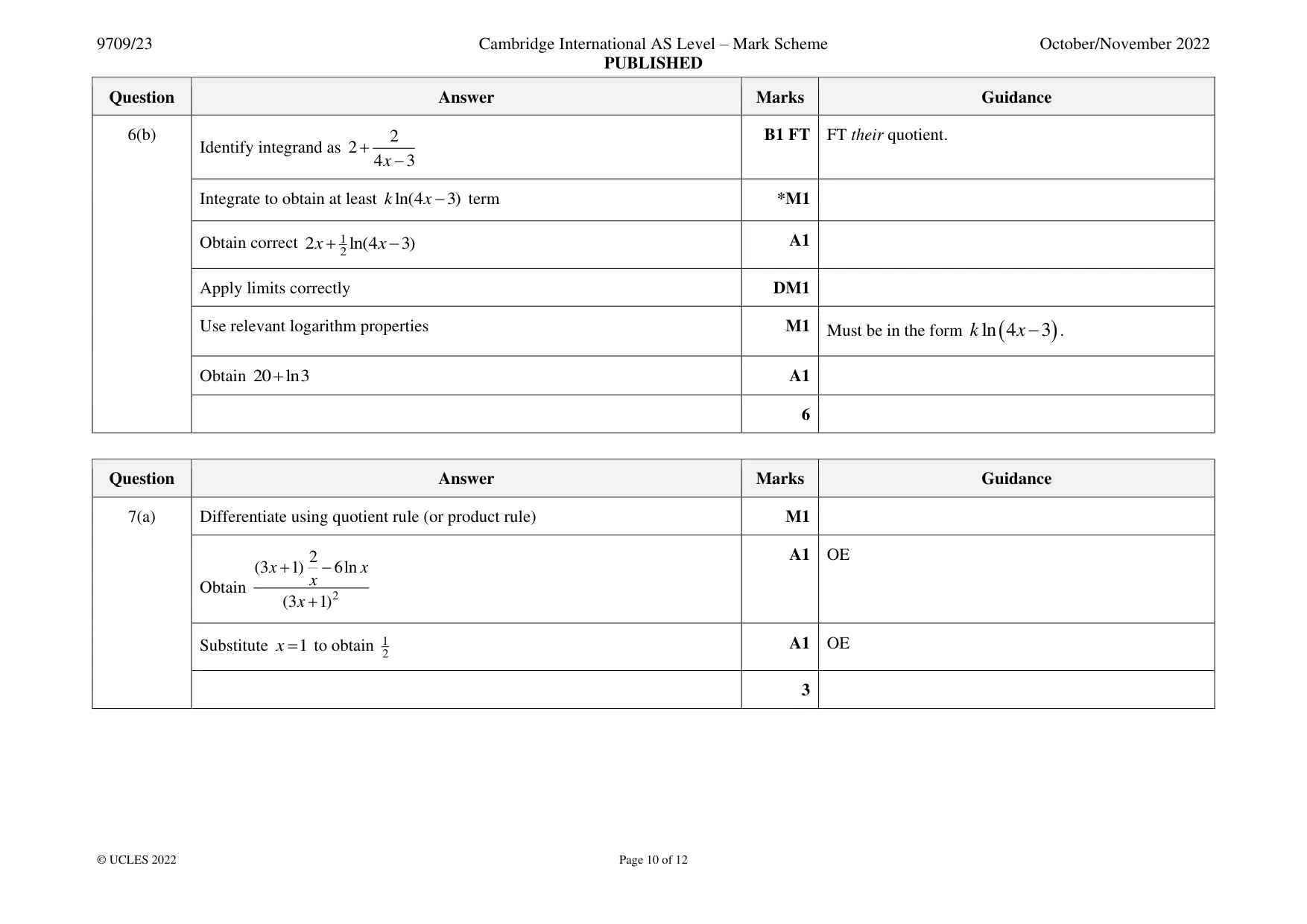 Mark scheme, page 10 of 12