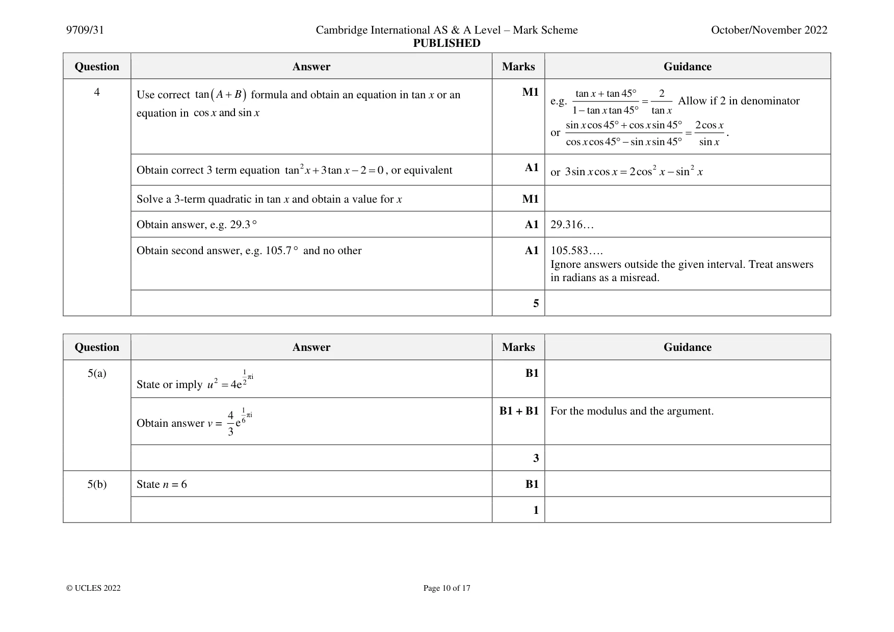 Mark scheme, page 10 of 17