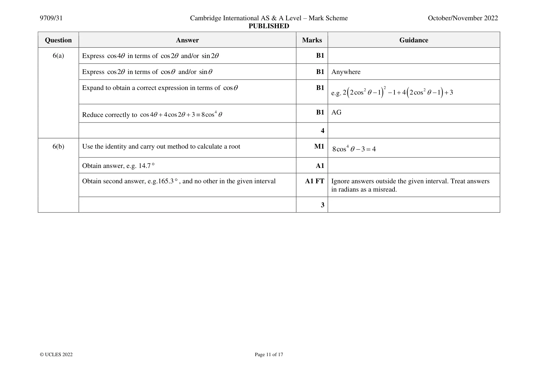 Mark scheme, page 11 of 17