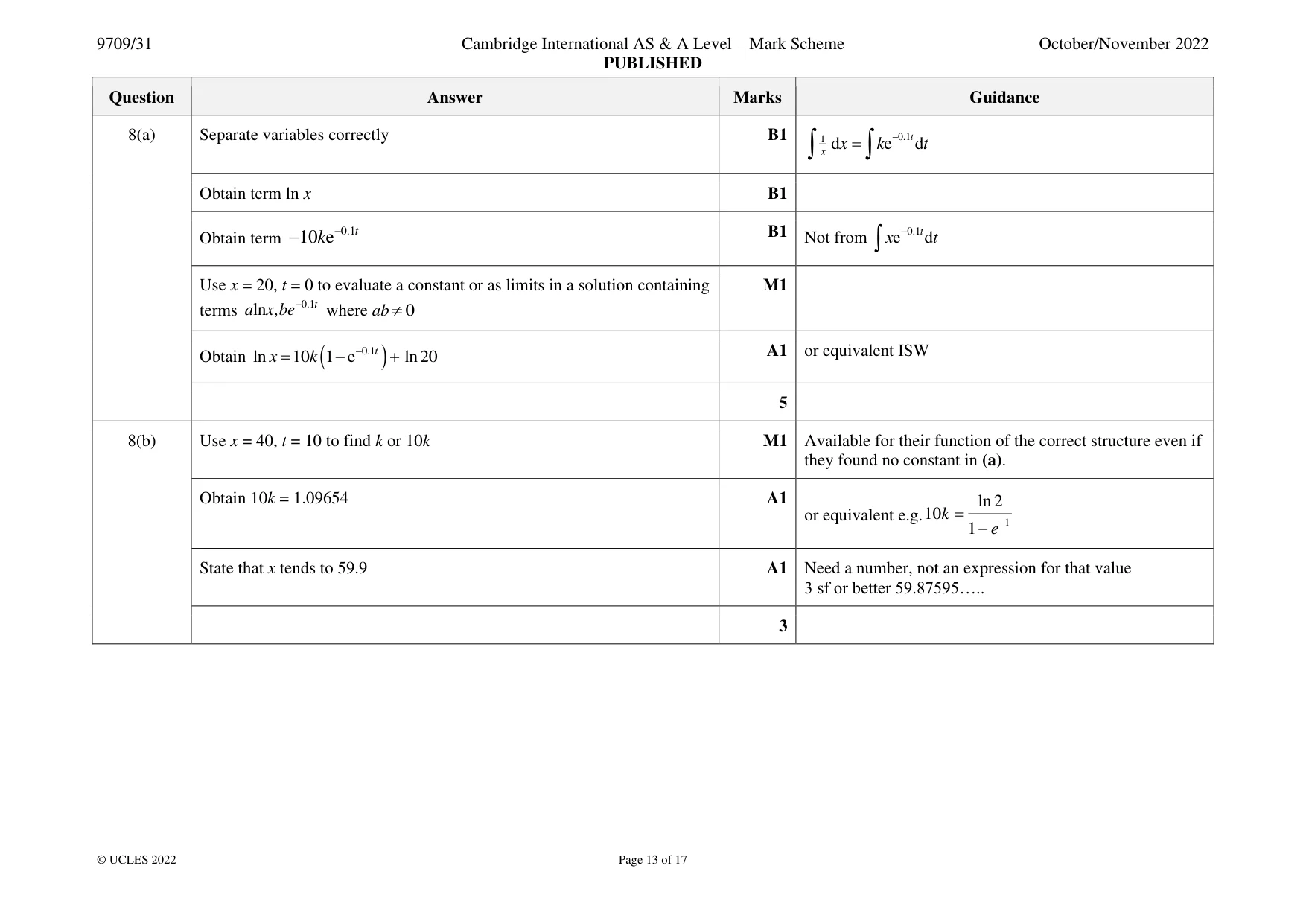 Mark scheme, page 13 of 17
