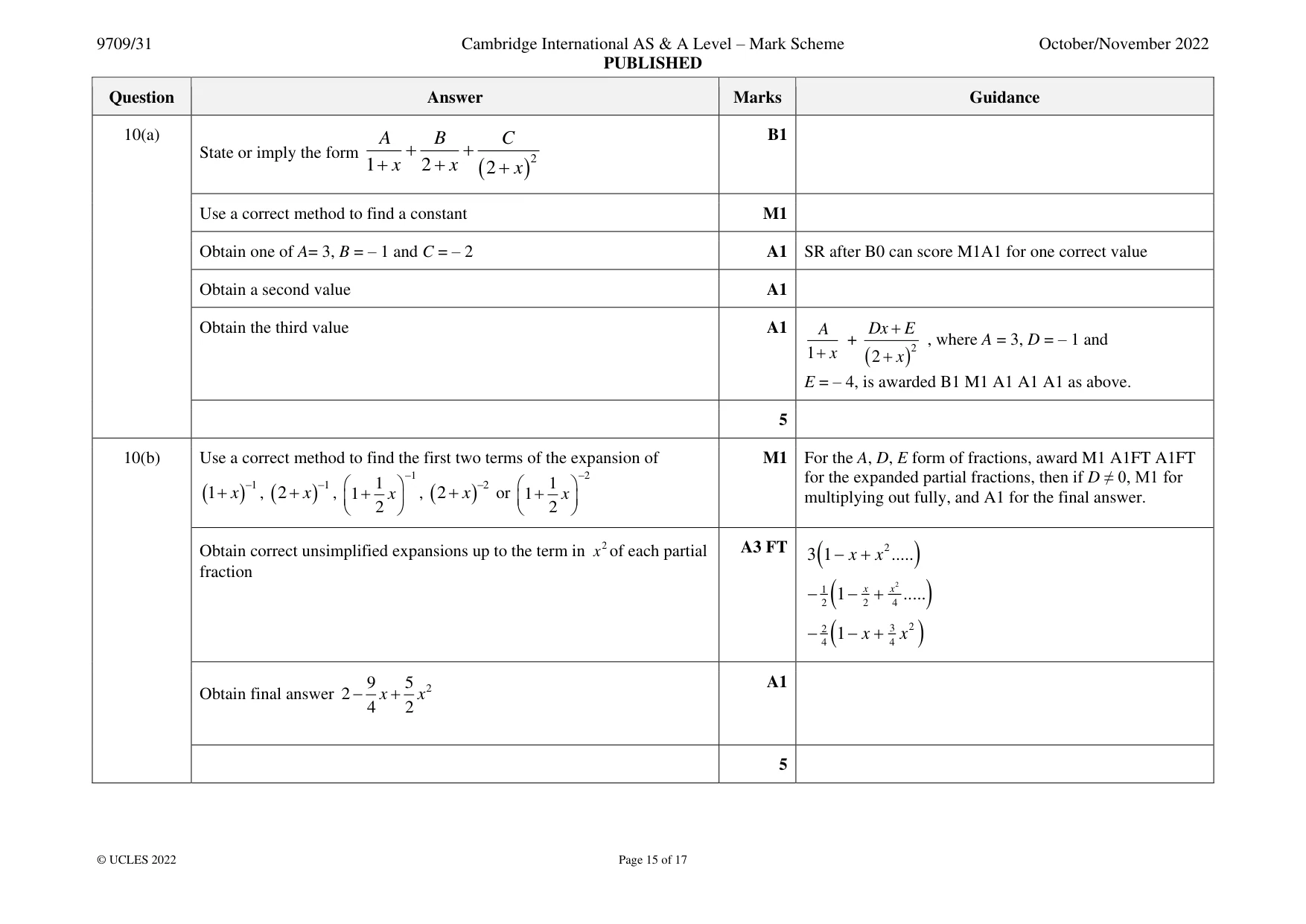 Mark scheme, page 15 of 17