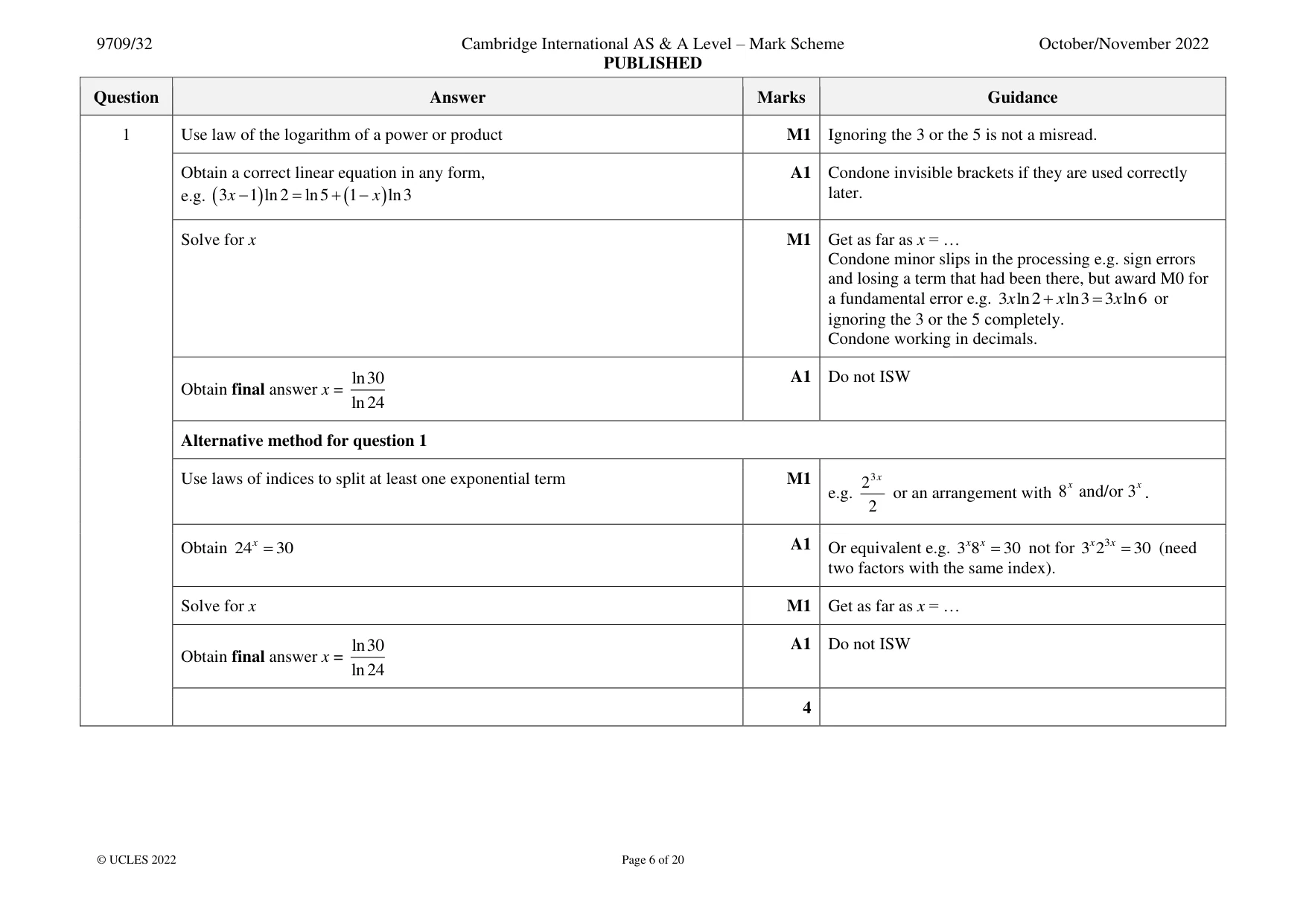 Mark scheme, page 6 of 20