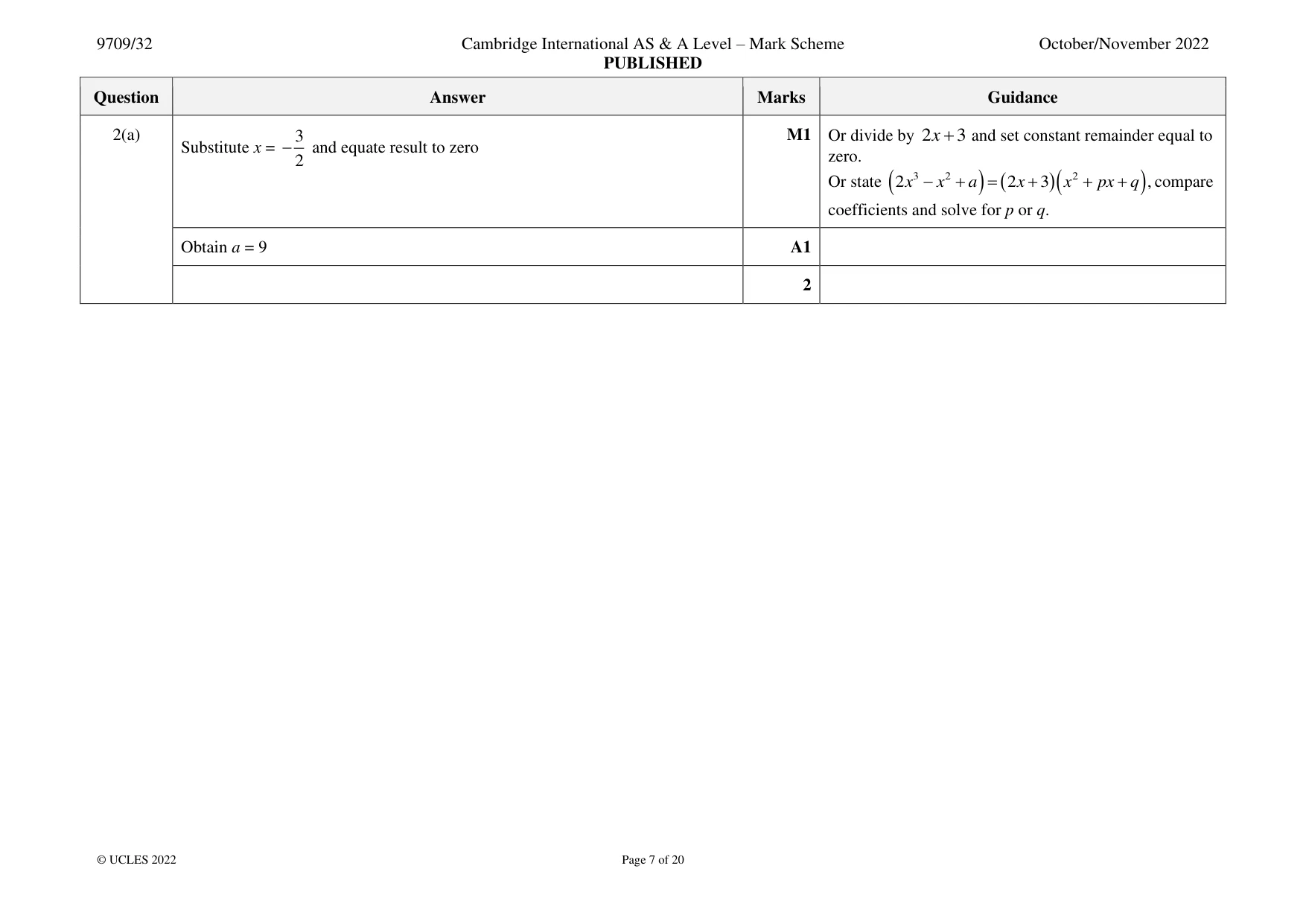 Mark scheme, page 7 of 20