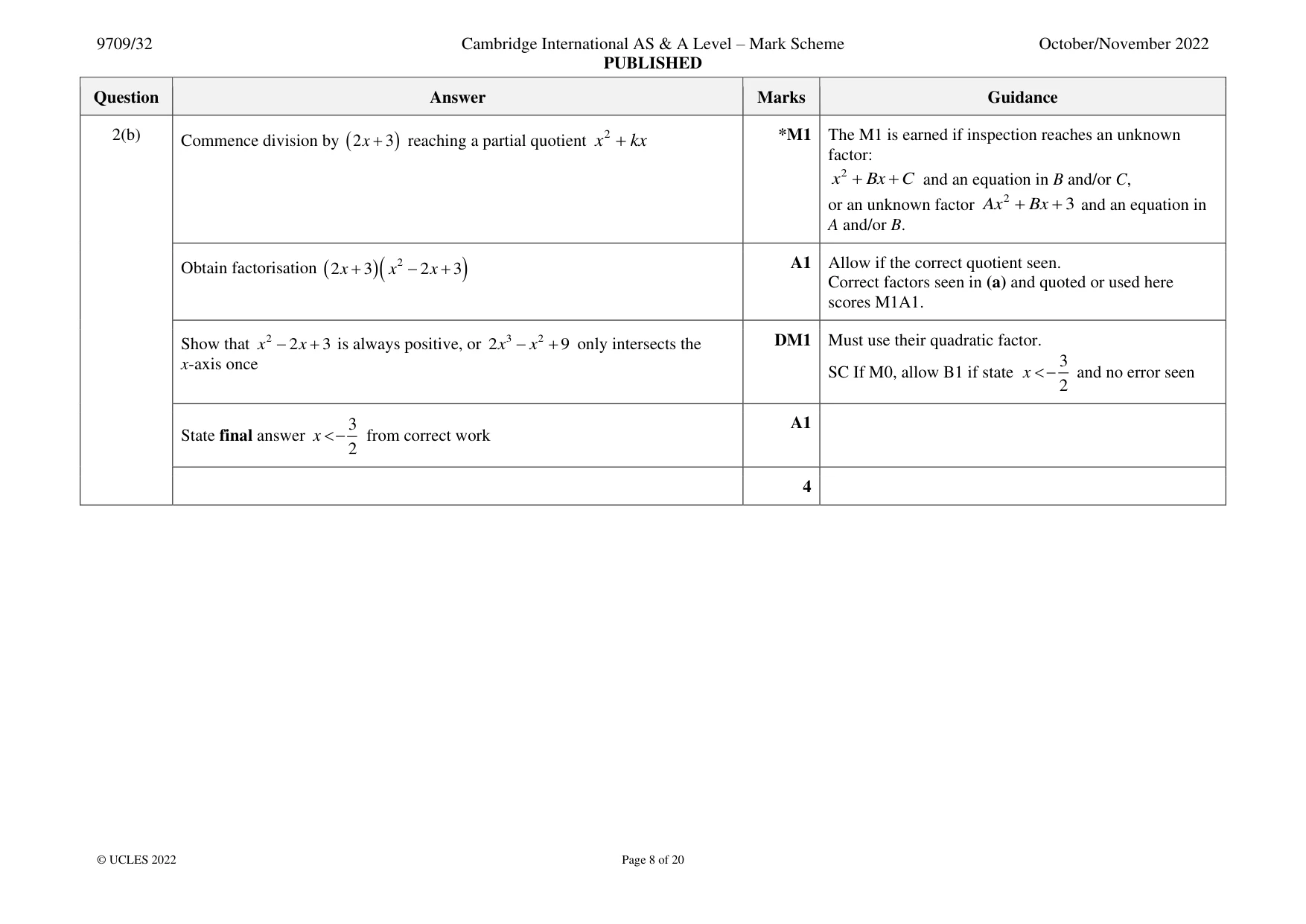 Mark scheme, page 8 of 20