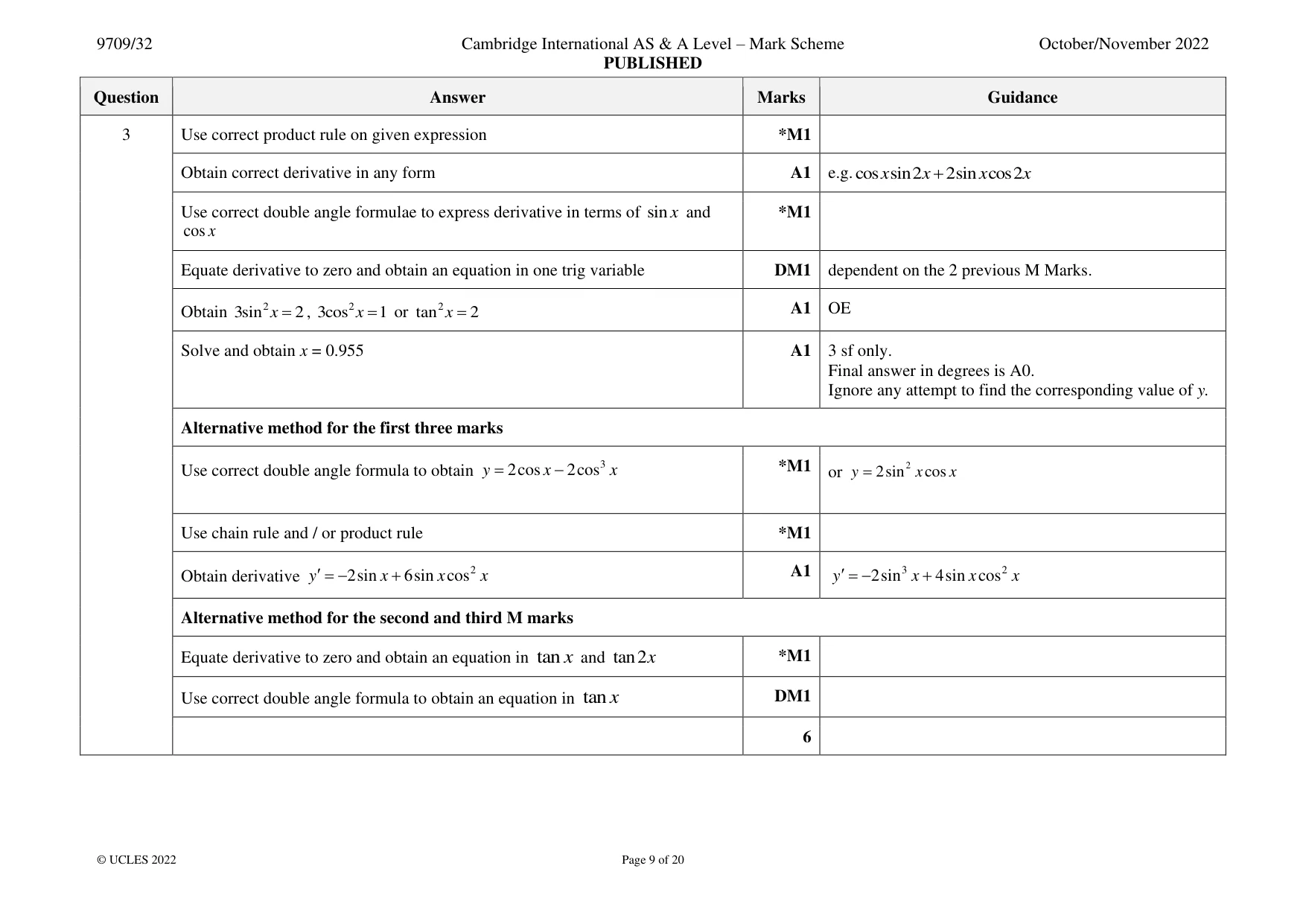 Mark scheme, page 9 of 20