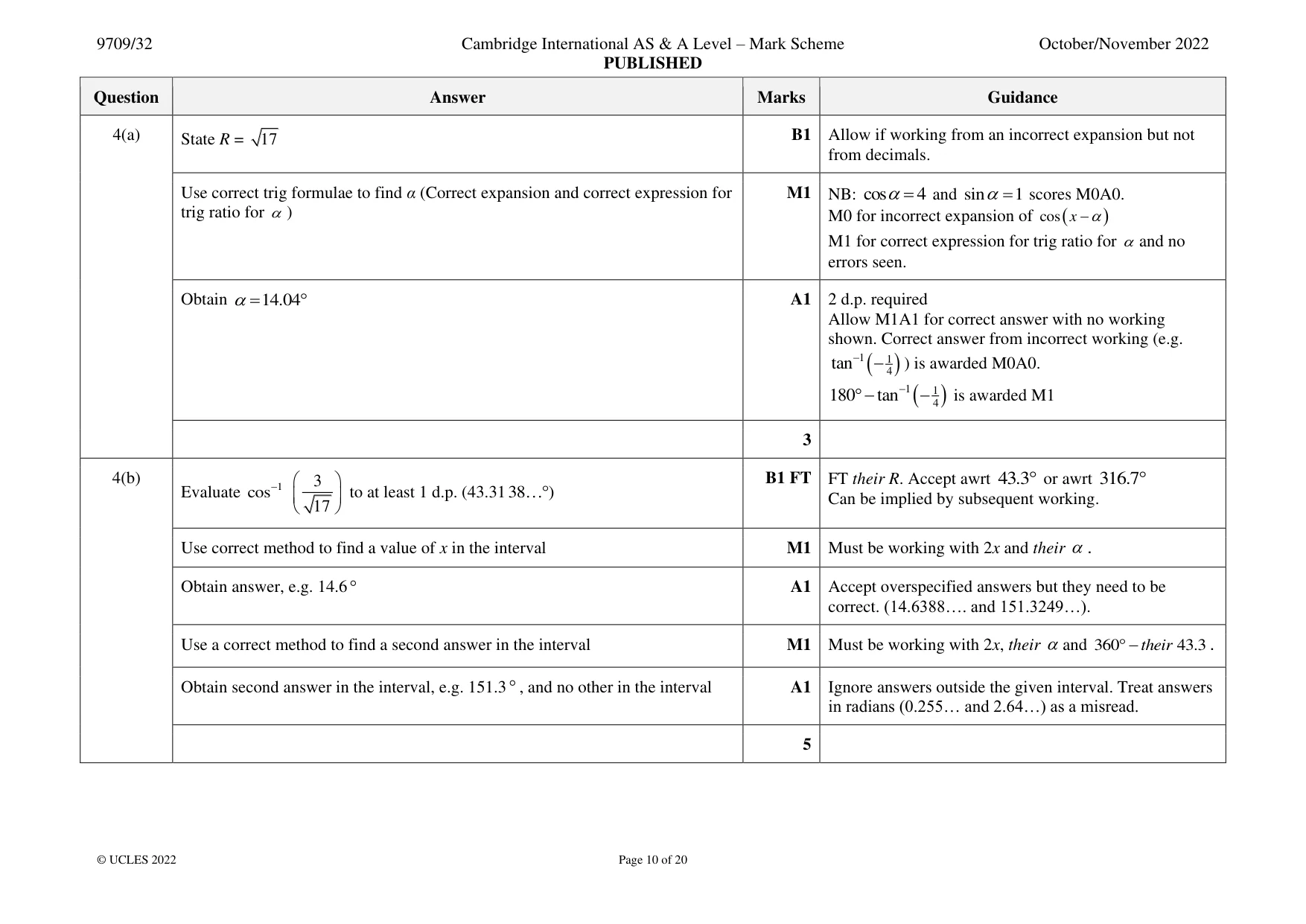 Mark scheme, page 10 of 20