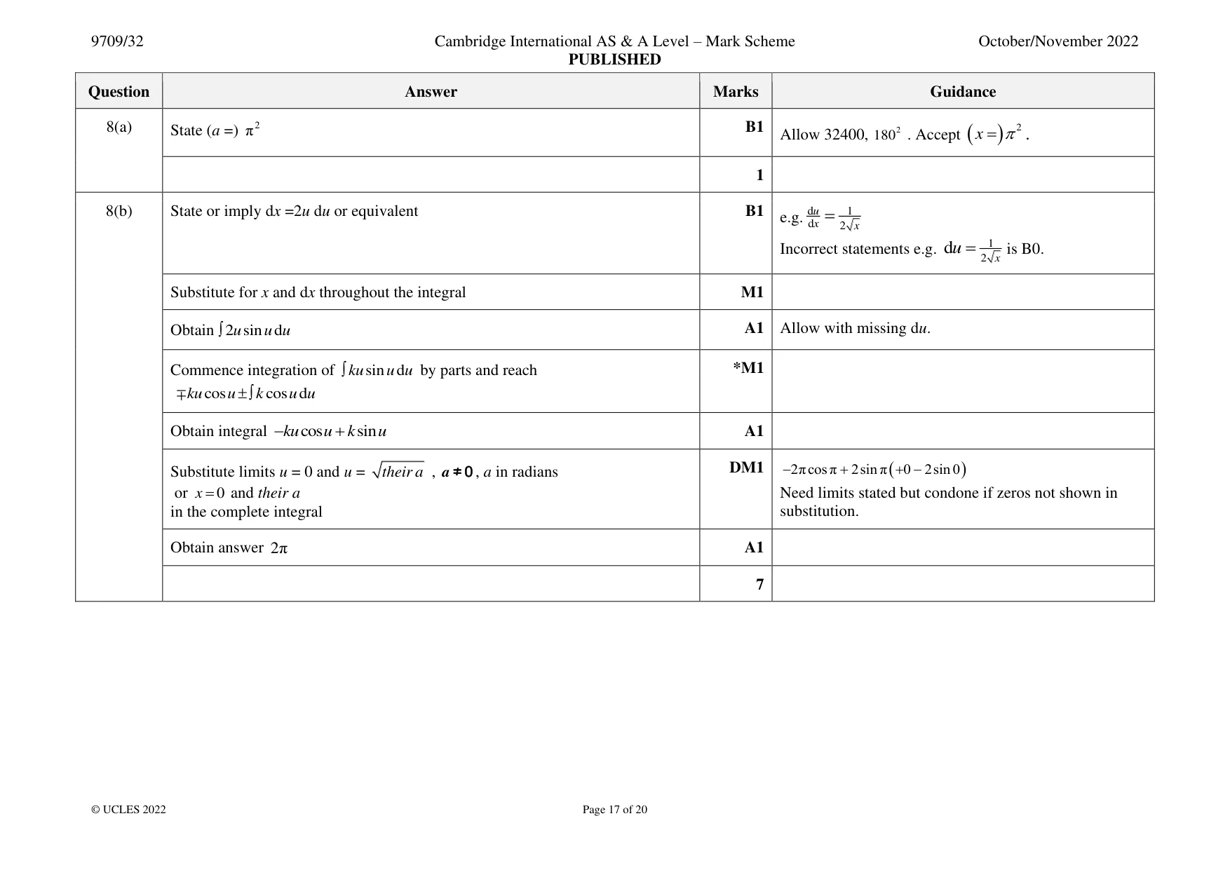 Mark scheme, page 17 of 20